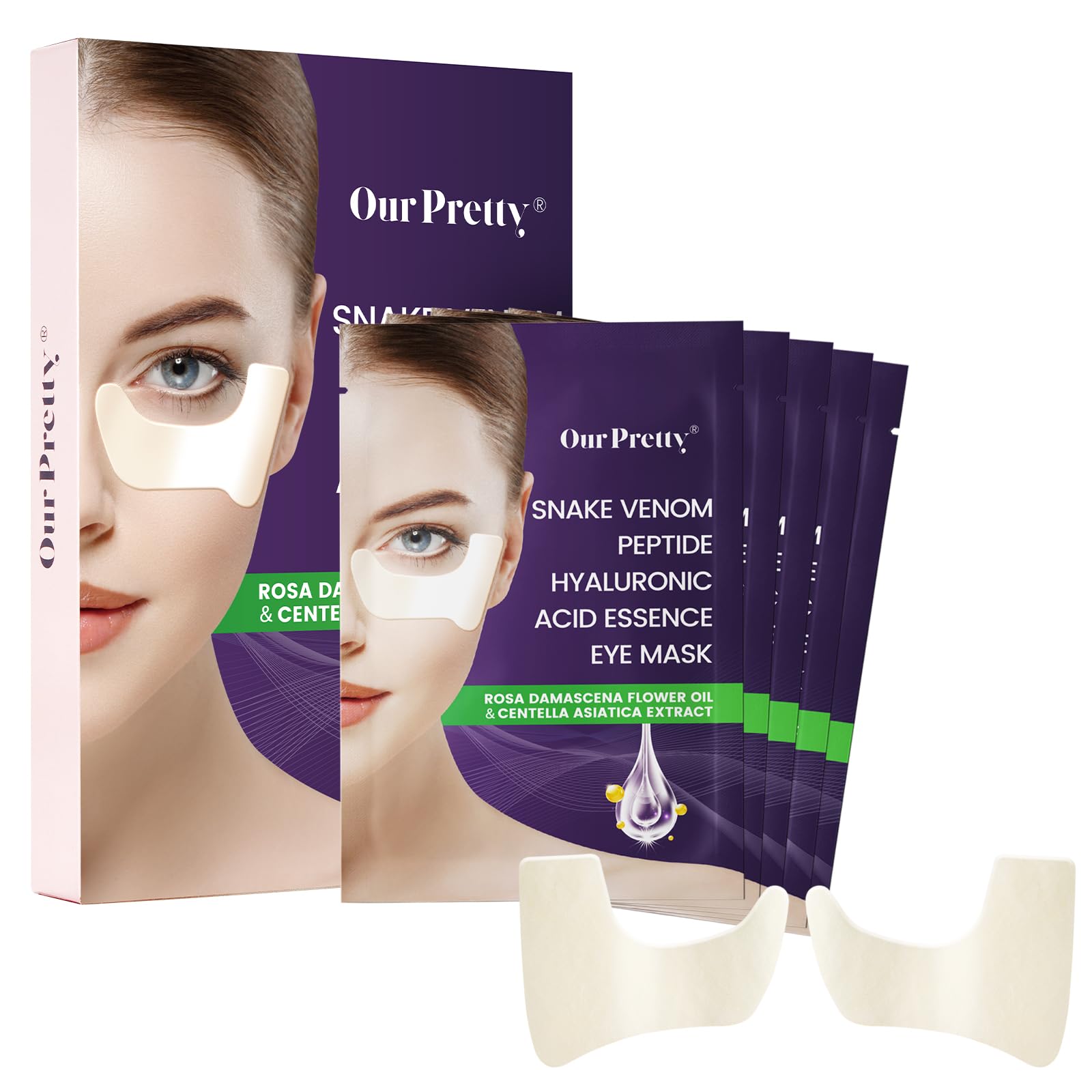 Snake Venom Collagen Under Eye Patches - Hydrating Anti-Aging Eye Mask for Puffy Eyes, Dark Circles & Wrinkles with Hyaluronic Acid & Centella Asiatica - Perfect for Night Routine & Travel Skincare