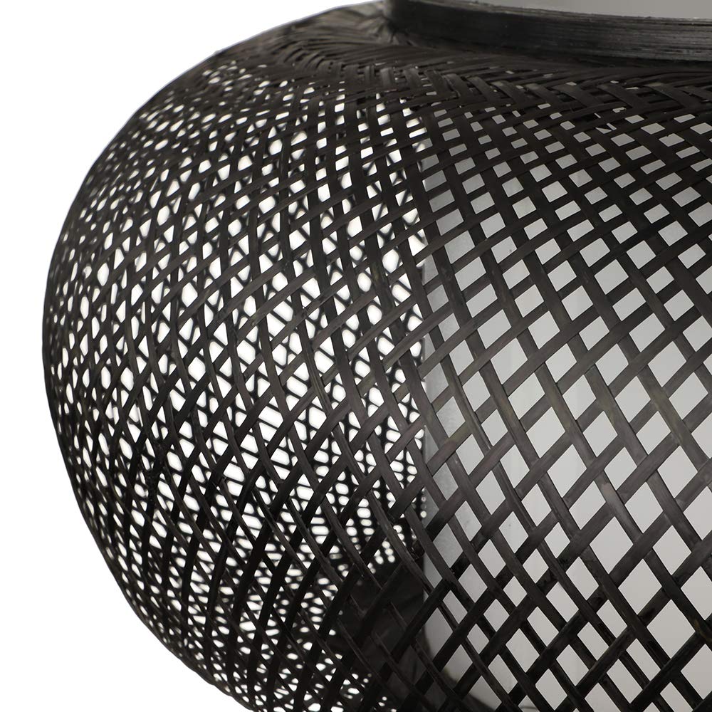 LITFAD Black LED Pendant Light - Modern Woven Hanging Lamp with Adjustable Cord for Dining Room, Restaurant, Bedroom - 23.5