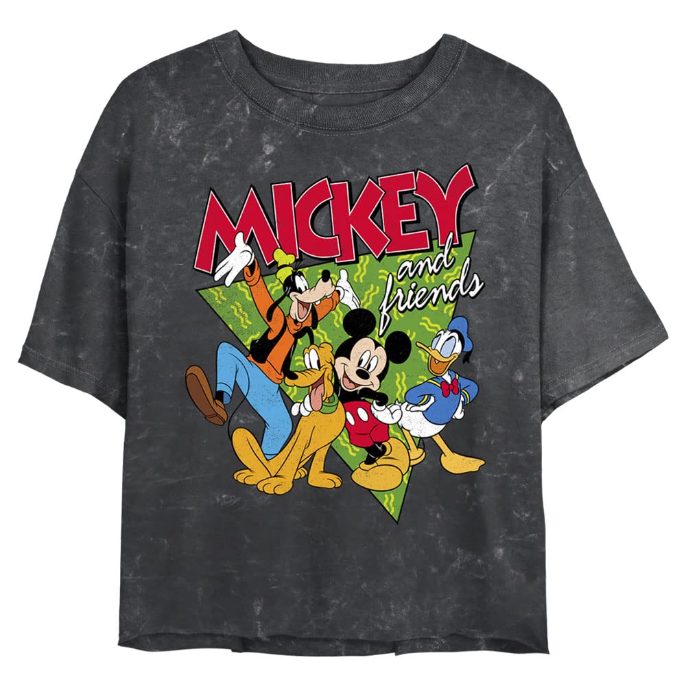 Disney Characters Women's Short Sleeve Crop T-Shirt | Vintage Mineral Wash Style | Casual Summer Outfit & Disney Theme Park Wear