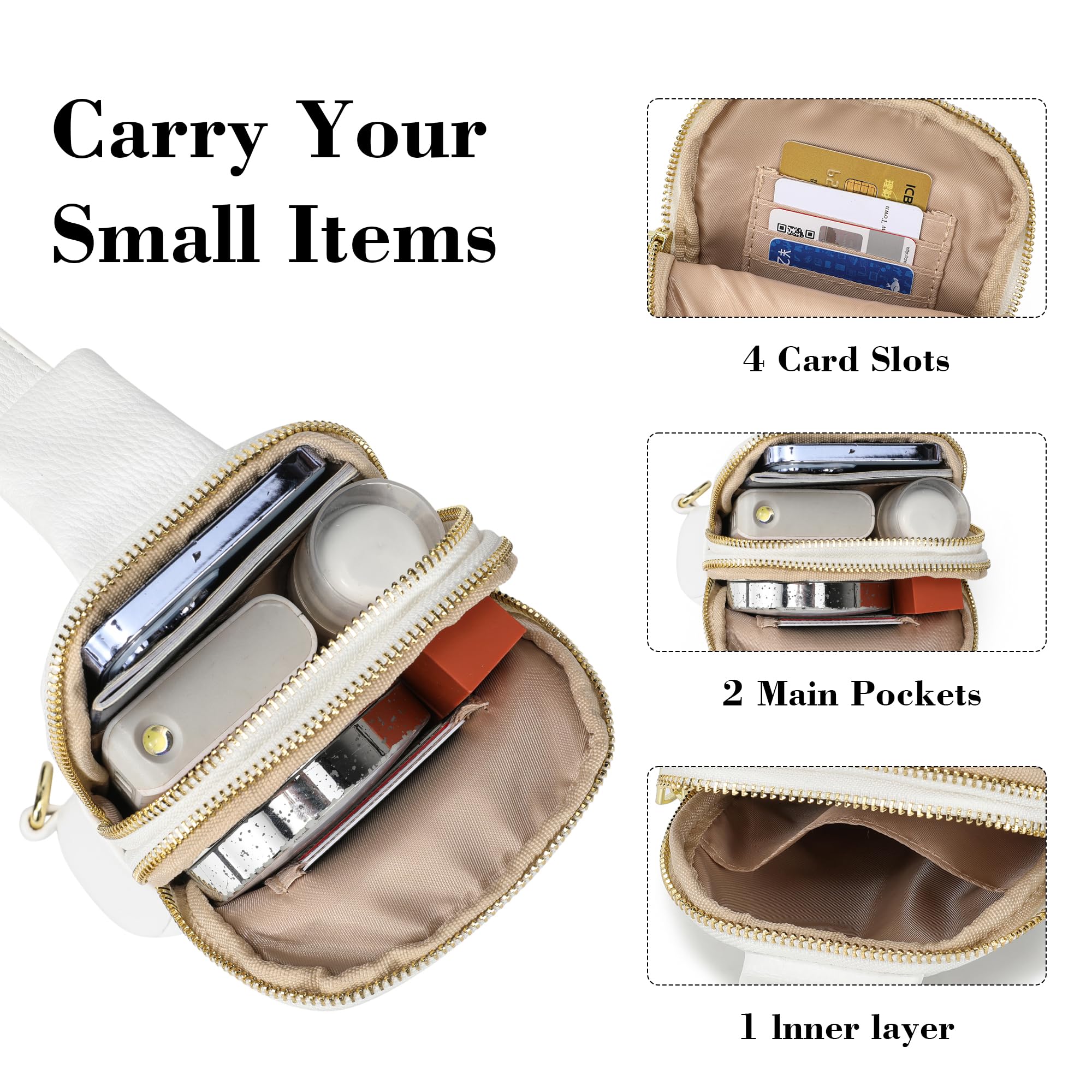 INICAT Genuine Leather Crossbody Bag for Women - Small Sling Bag, Fanny Pack with Adjustable Strap - Perfect for Travel, Shopping & Daily Use