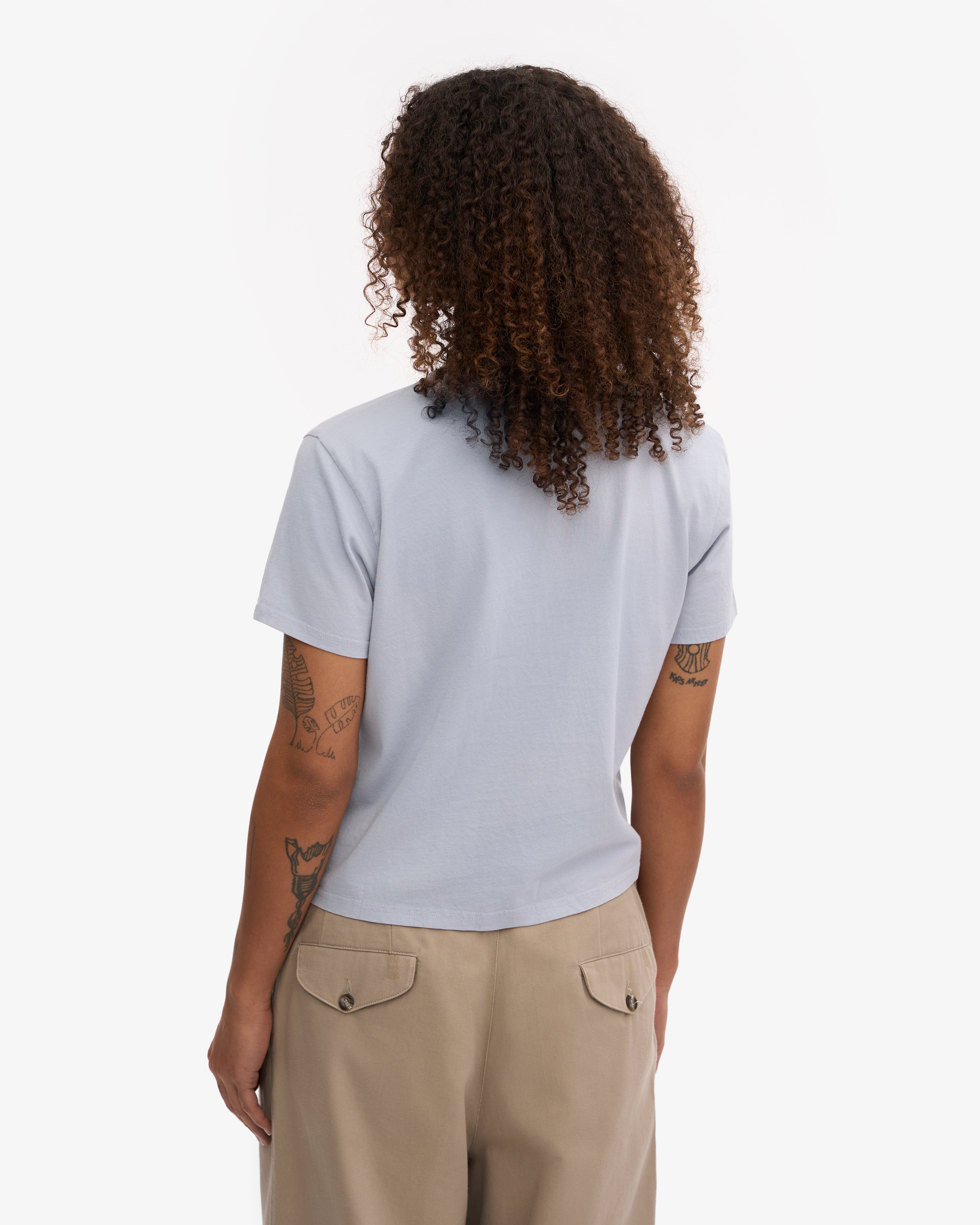 Organic Boxy Crop Tee - Polar Blue | Women's Casual Short Sleeve T-Shirt | Perfect for Yoga, Beach & Everyday Wear