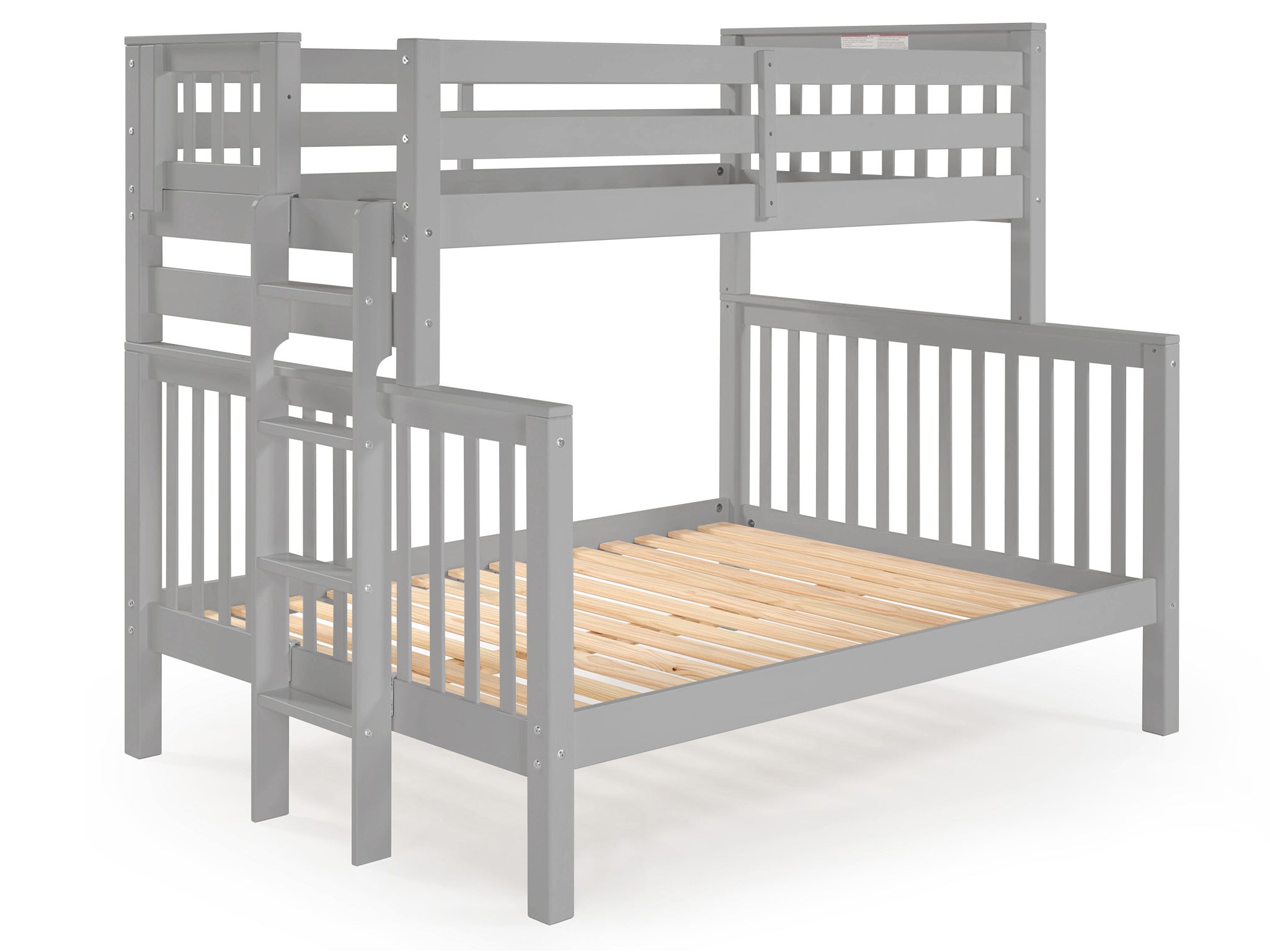 Twin Over Full Bunk Bed with End Ladder in Gray - Space-Saving Kids & Guest Room Furniture for Small Bedrooms & Dorm Rooms