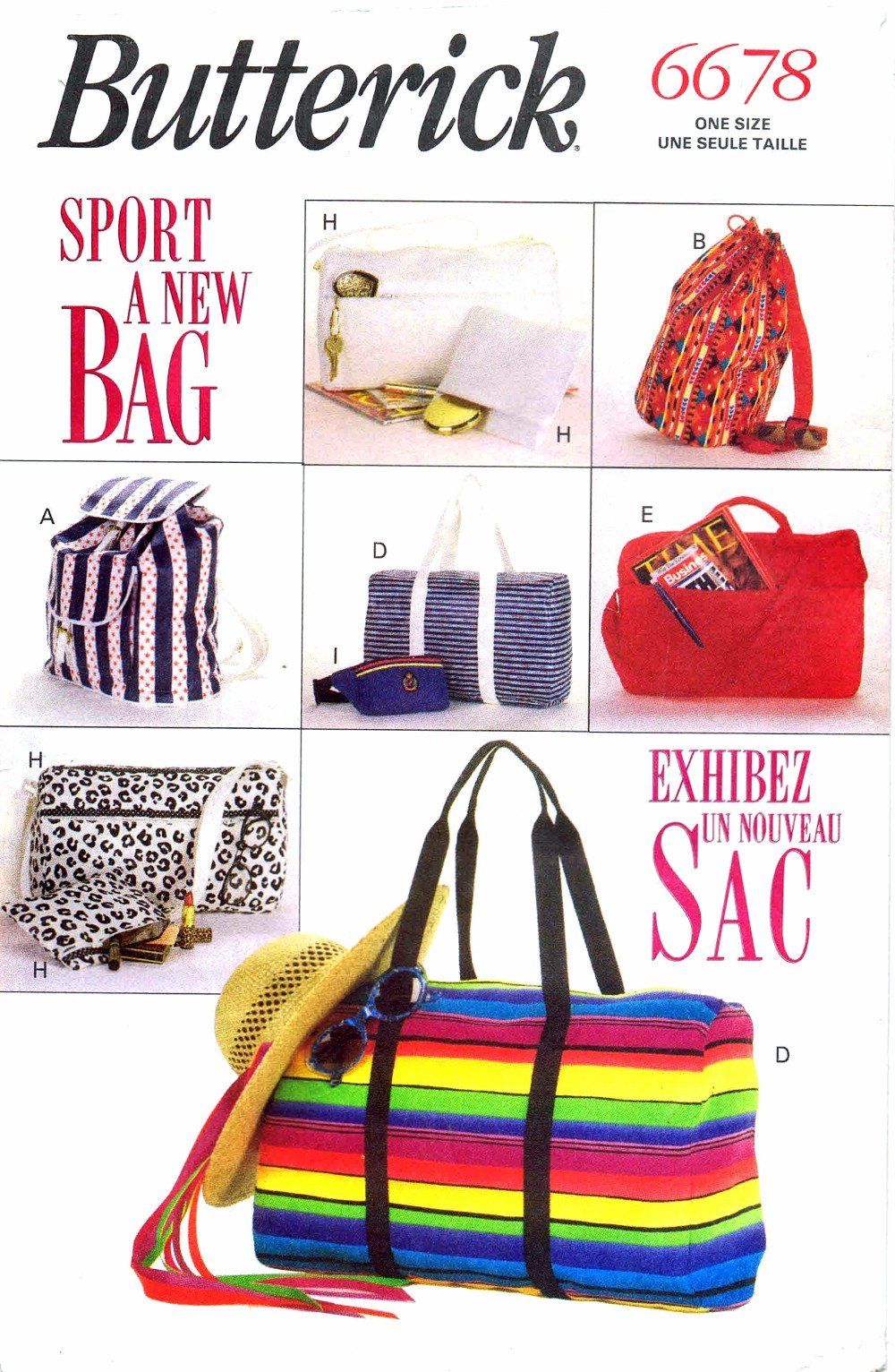 Butterick #6678 Sports Bags, Tote Bags & Backpack Sewing Pattern - DIY Gym, Travel & School Bag Making Kit for Women & Teens | Perfect for Sports, Shopping & Daily Use