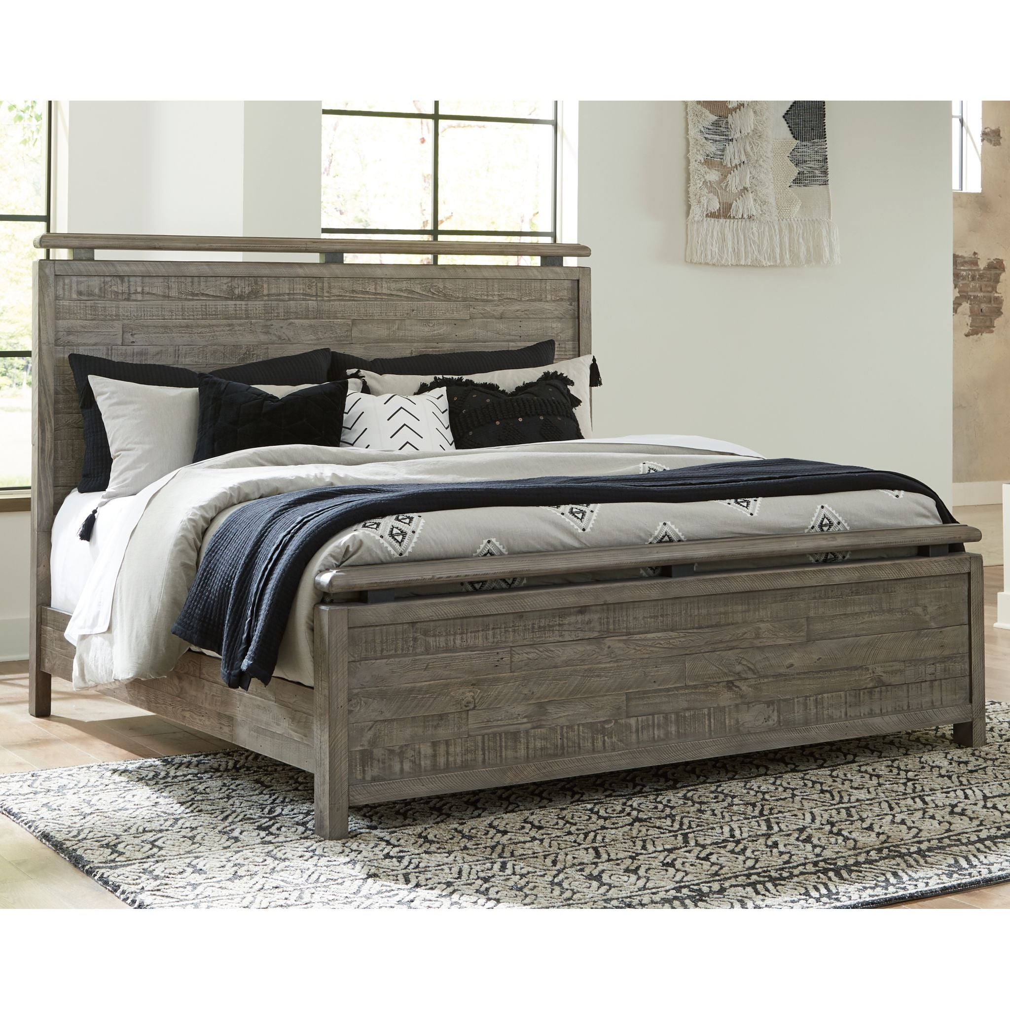 Brennagan 3-Piece Panel Bed Frame - Queen Size Wooden Bed with Headboard & Footboard - Modern Bedroom Furniture for Home Decor & Guest Room Setup