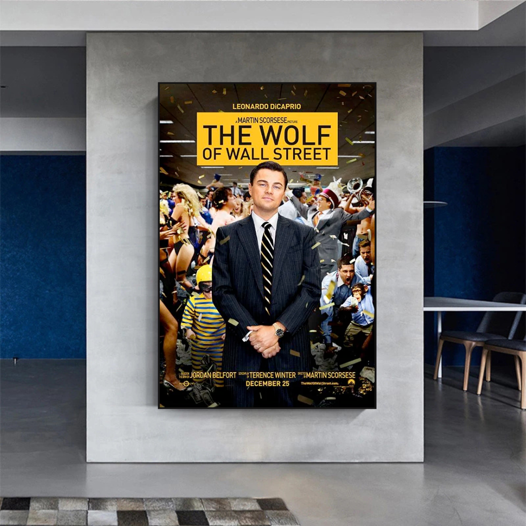 The Wolf of Wall Street Leonardo DiCaprio Canvas Wall Art Print - Premium Movie Poster for Home, Office & Theater Decor