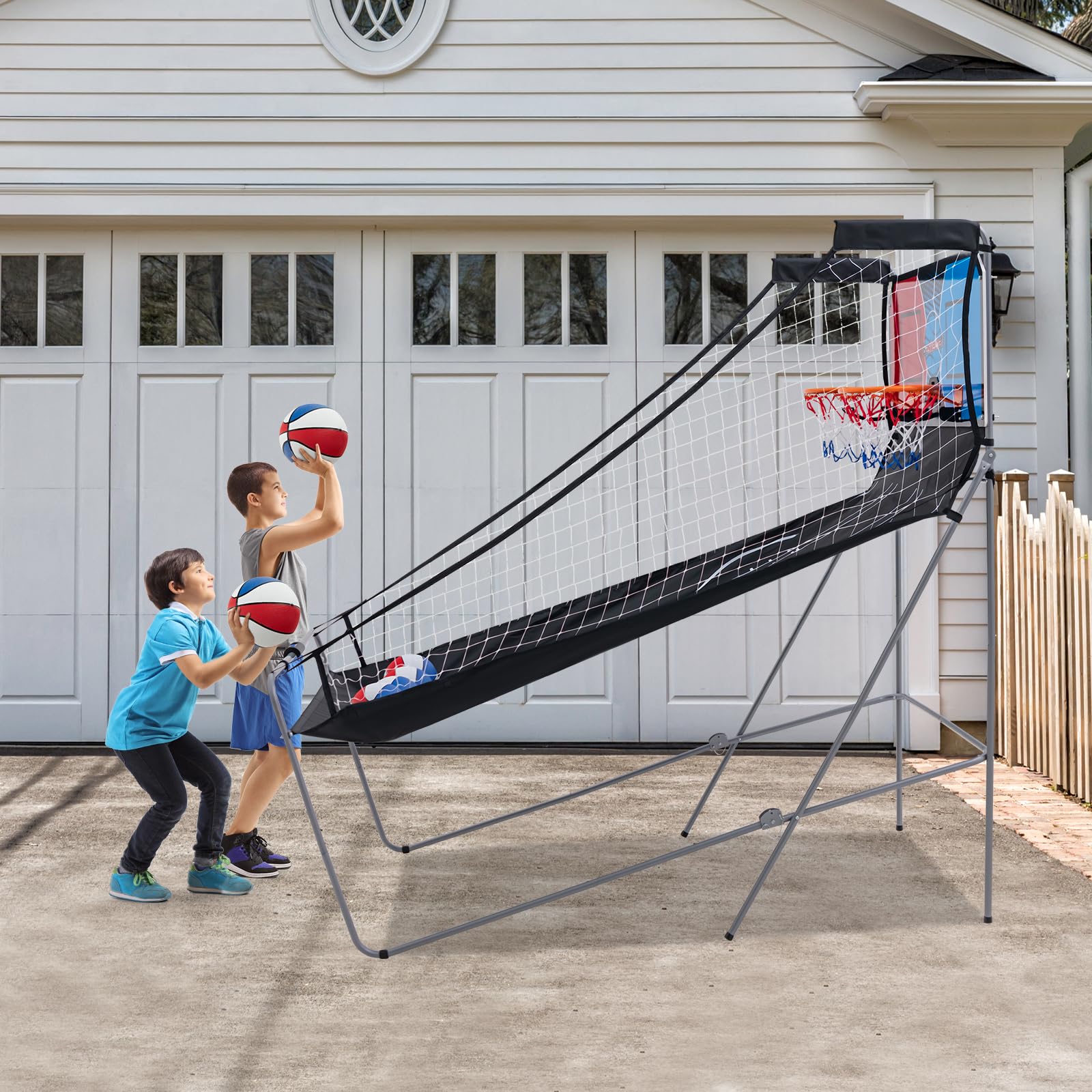 Foldable Dual Shot Basketball Arcade Game with LCD Scoreboard - Indoor/Outdoor Fun for Kids & Adults