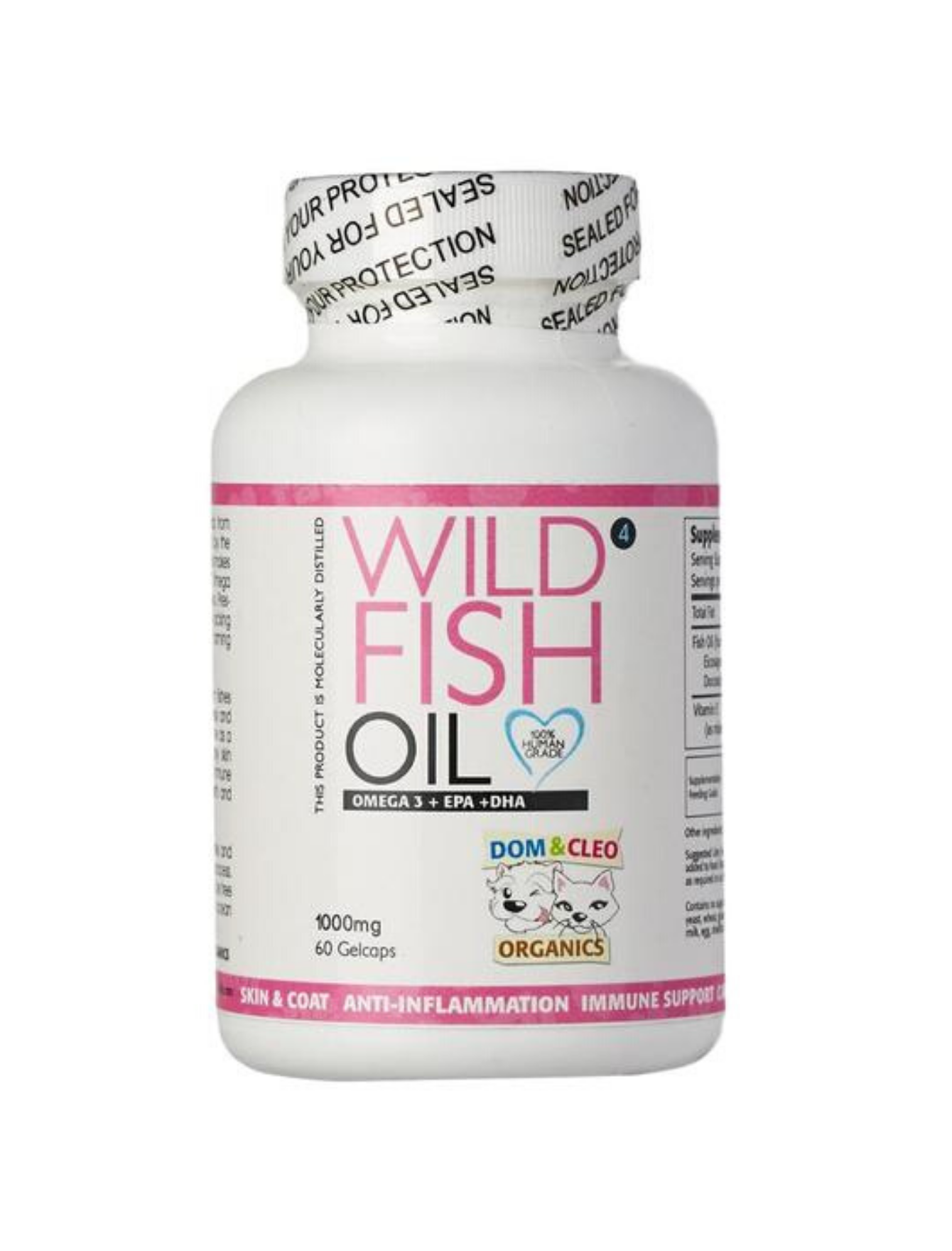 Premium Wild Fish Oil for Dogs & Cats - Omega 3 EPA & DHA Supplement (60 Softgel Capsules) - Supports Skin, Coat, Joint & Heart Health - Ideal for Pets with Allergies or Dry Skin