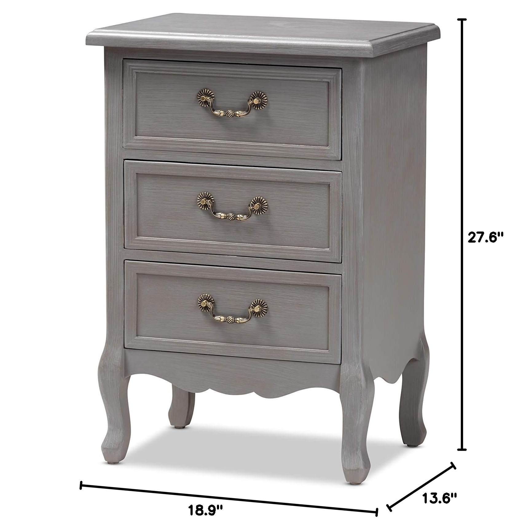 Baxton Studio Modern Nightstand with Drawer - Gray Bedside Table for Bedroom, Living Room & Guest Room - Stylish and Functional Night Stand with Storage