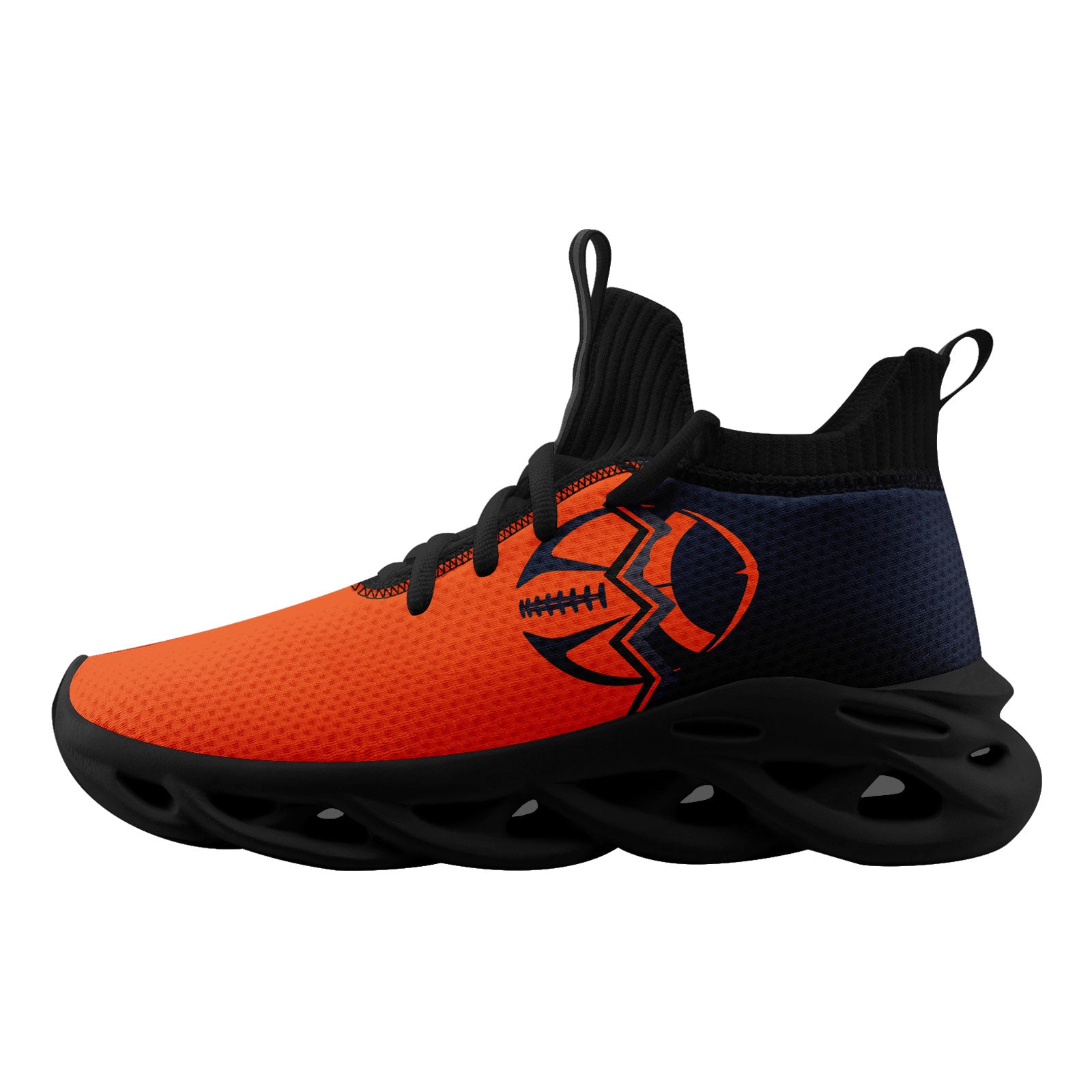 Custom Deep Blue & Orange Illinois MaxSoul Shoes and Hat Set - Personalized Sports Fan Combo D028017 - Perfect for Game Days, Tailgating, and Showing Team Spirit