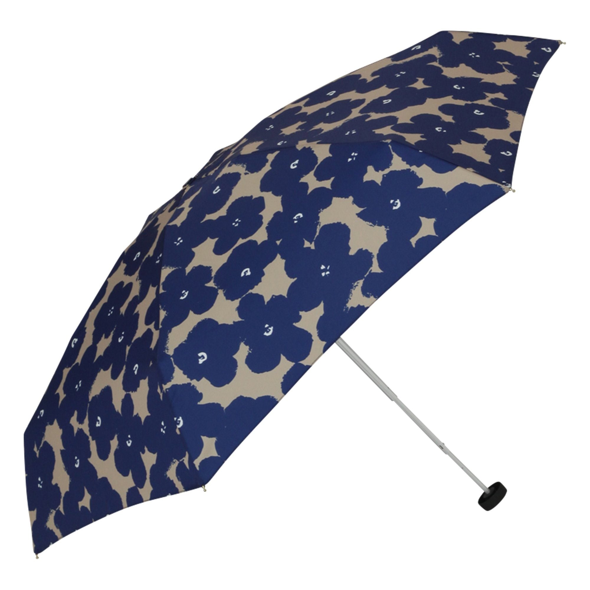 Stylish Hana Print Compact Umbrella in Navy Blue - Perfect for Rainy Days, Travel & Outdoor Events
