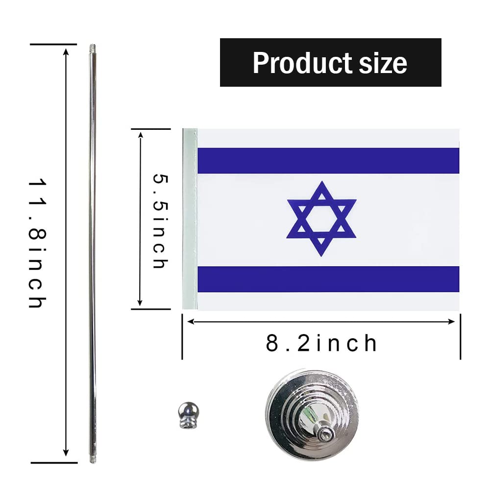 Israel Flag - 12x18 Inch Mini Israeli Desk & Table Flags for Home, Office & Party Decorations - Perfect for National Holidays, Events & Patriotic Displays