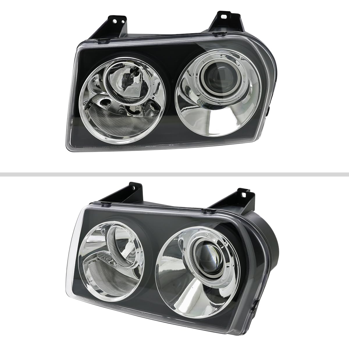 2005-2010 Car Black Projector Headlights - Left & Right Pair for Improved Night Driving & Style Upgrade | Perfect for Sedans, SUVs & Trucks