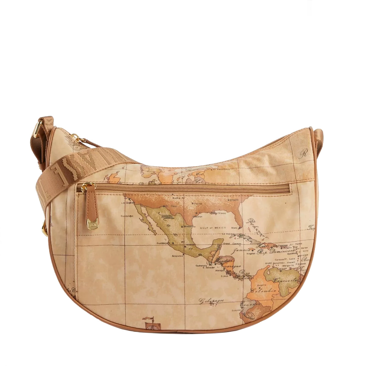 Alviero Martini 1a Classe Geo Soft Medium Half Moon Crossbody Bag with Front Pocket - CS0096001 in Natural | Stylish Everyday Purse for Women, Perfect for Work, Shopping & Travel