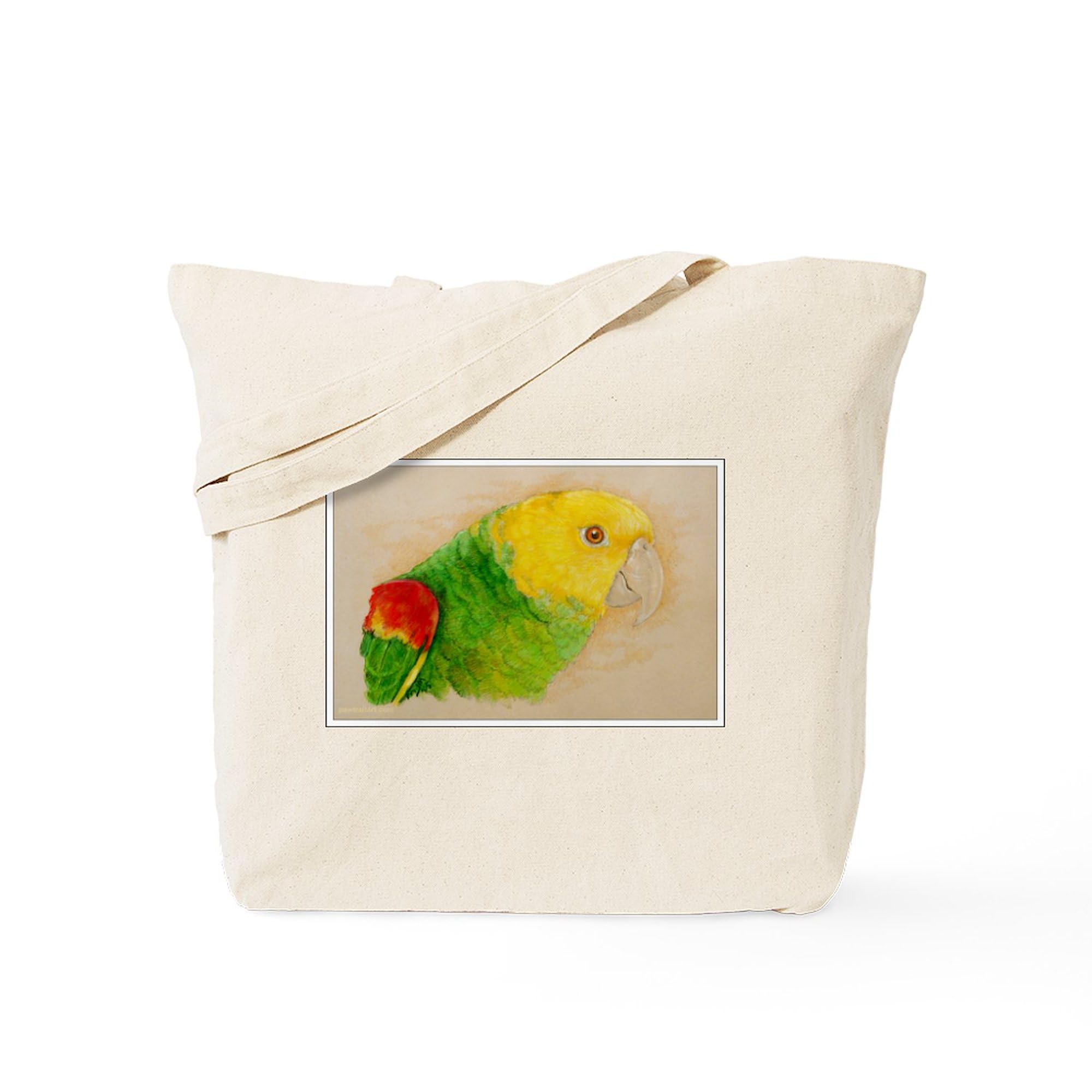 Double Yellowhead Amazon Tote Bag - Natural Canvas Reusable Shopping Bag for Groceries, Beach & Everyday Use | Eco-Friendly Cotton Tote by CafePress