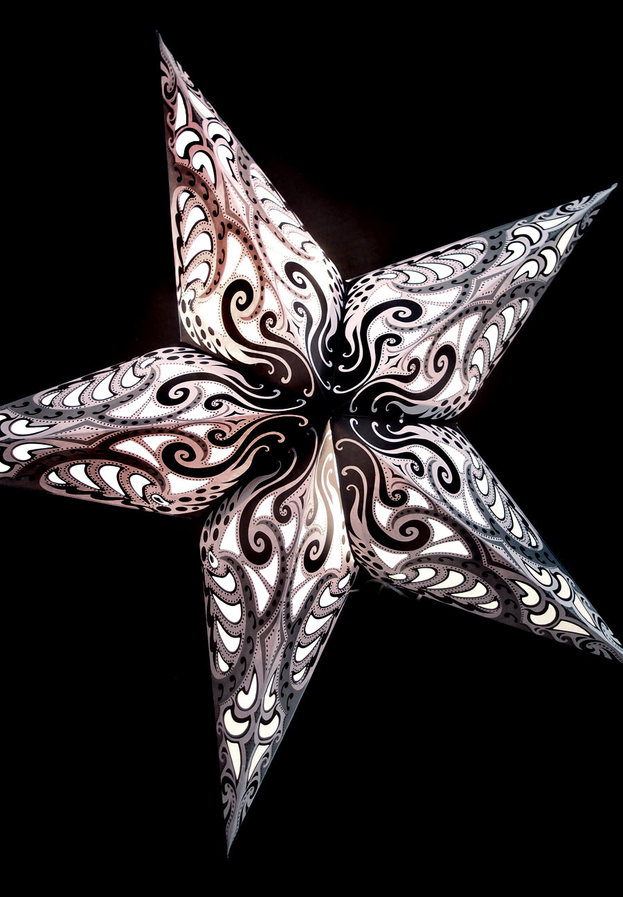 24-Pack White Splash Paper Star Lanterns - Elegant Hanging Decor for Weddings, Parties & Home - Perfect for Indoor/Outdoor Celebrations & Boho-Themed Events