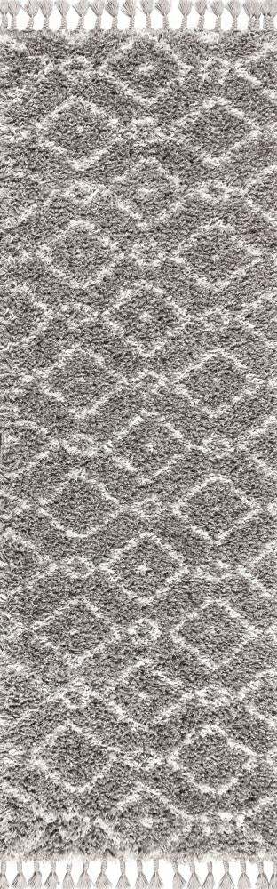 Luxury Mercer Shag Plush Tassel Moroccan Diamond Area Rug - Soft Boho Chic Carpet for Living Room, Bedroom & Nursery Decor