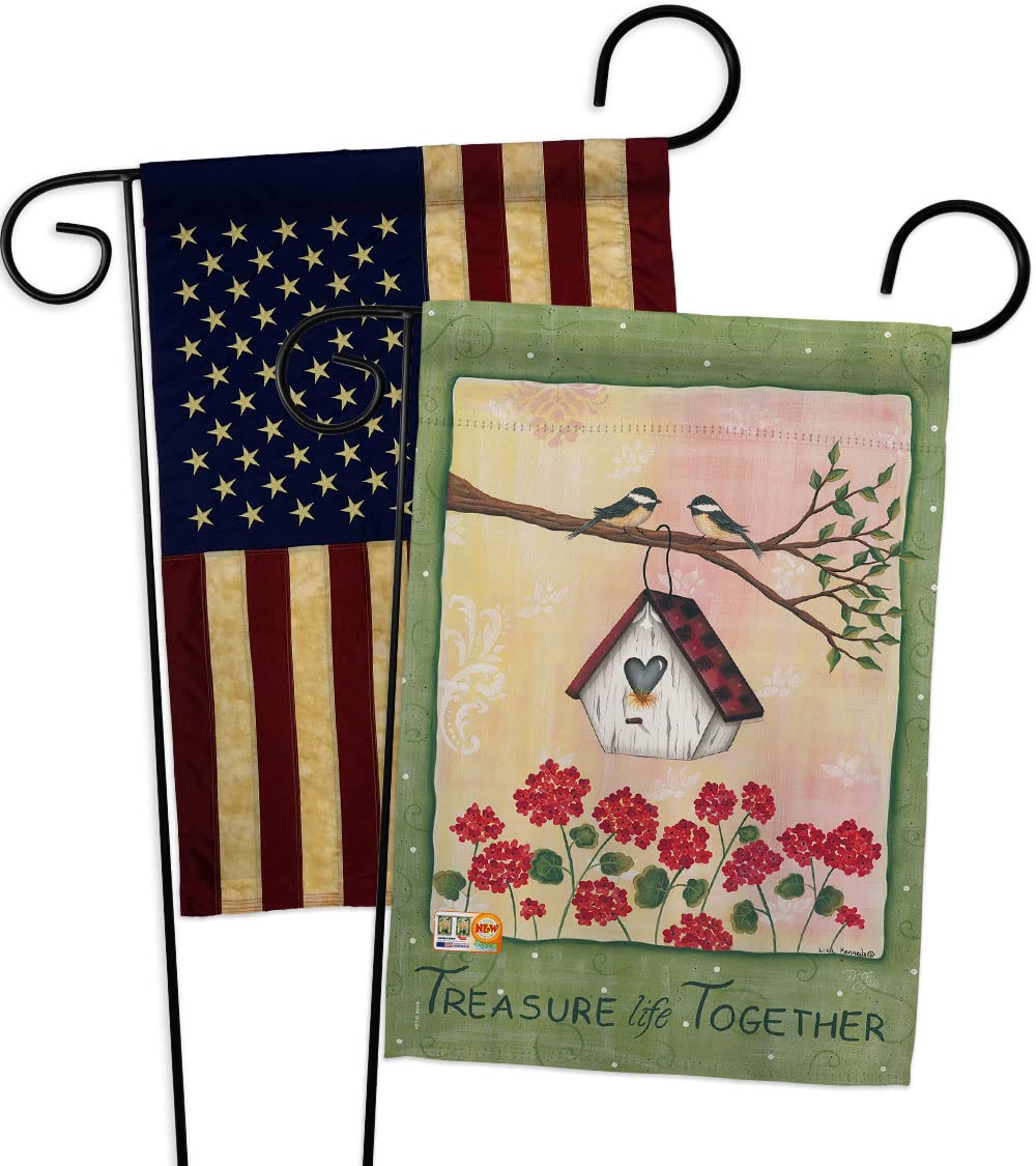 Double-Sided Garden Flags 13x18.5 Inch - Vintage Wildlife Applique with Flamingo, Hummingbird, Cardinal & Peacock Designs - Spring Yard Decor for House, Porch, Garden - Perfect Outdoor Home Decoration Gift