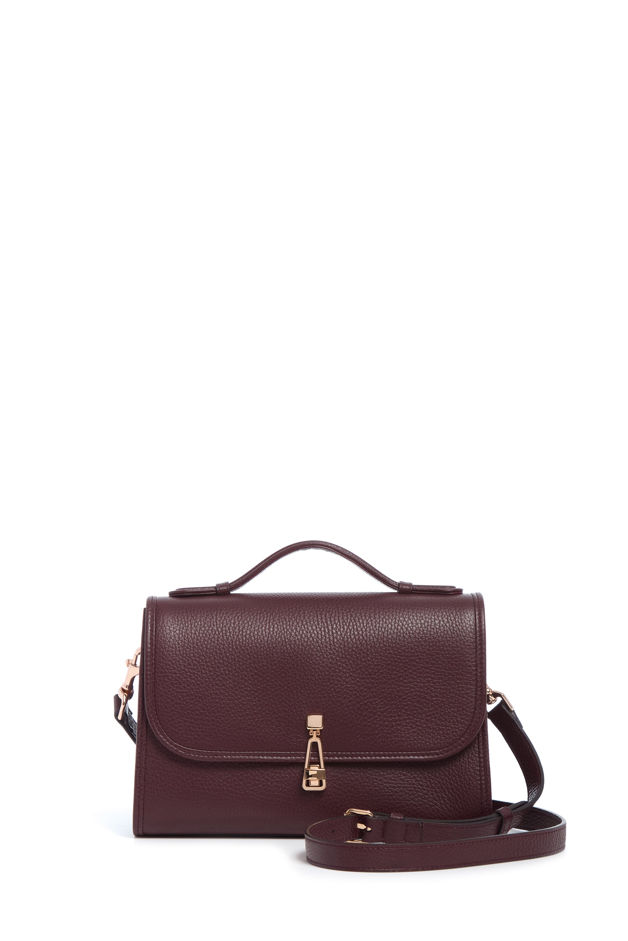 Medium Leonora Flap Bag in Bordeaux Textured Leather - Stylish Crossbody Purse for Women, Perfect for Work, Travel & Evening Out