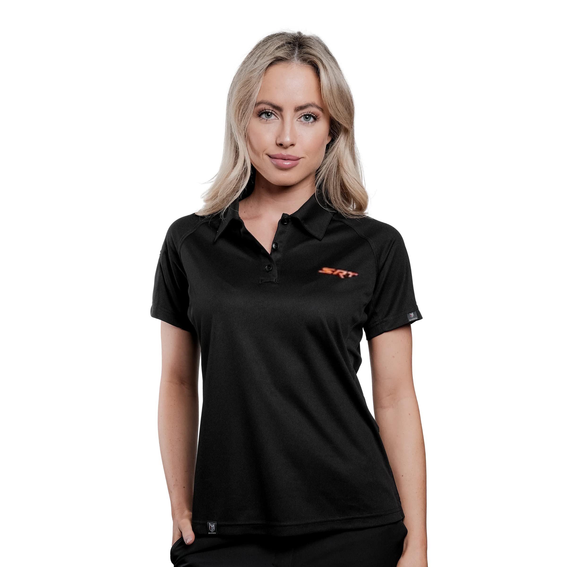 Marwin Sports Dodge SRT Official Licensed Women's Short Sleeve Polo Shirt - Performance Polyester Fabric, Classic 3-Button Design for Racing Fans - Perfect for Race Day, Car Shows & Casual Wear
