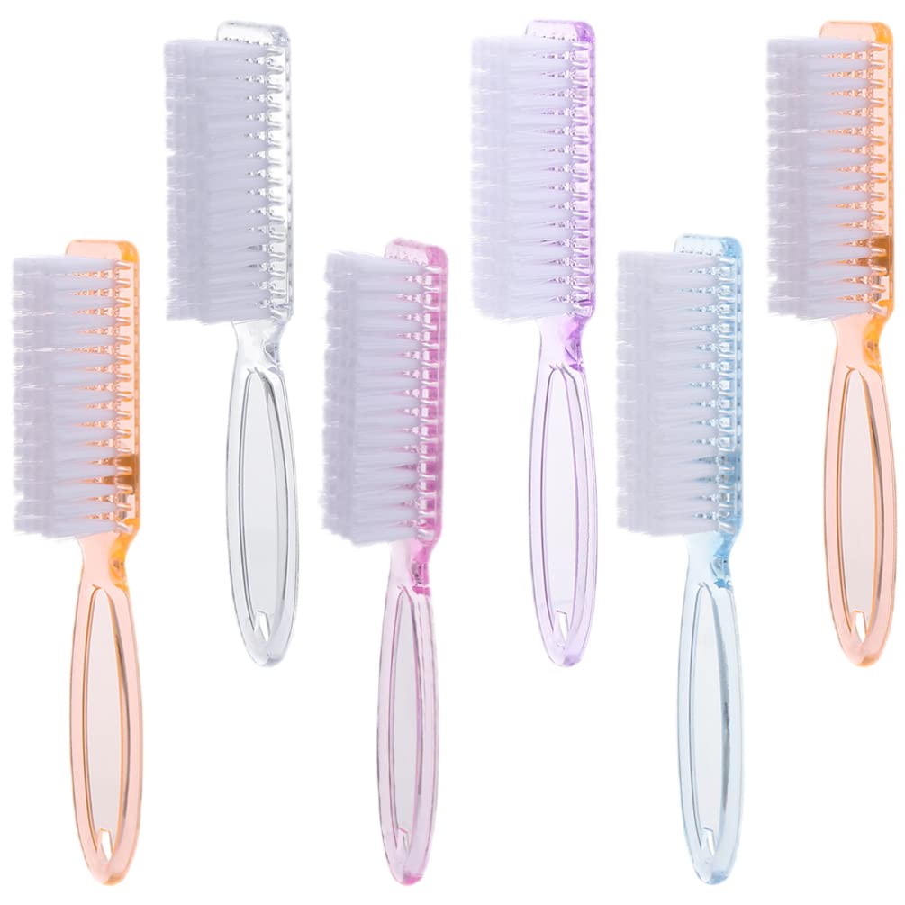 Healvian 6-Piece Nail Cleaning Brush Set with Ergonomic Handle - Durable Nail Scrub Brush for Fingernails & Toes - Perfect for Pedicure, Manicure & Hygiene Care - Ideal for Men & Women (Random Colors) - Home Spa, Salon & Travel Essential