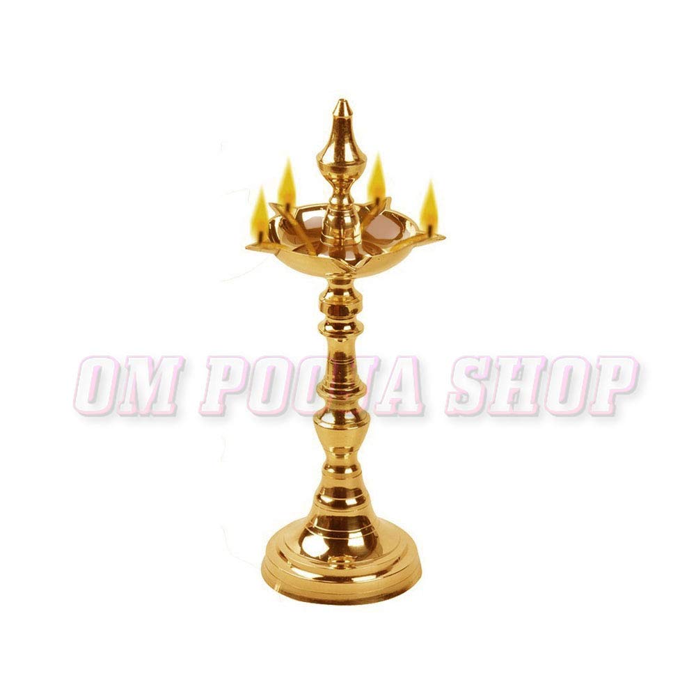 2 Pack Brass Samai Oil Lamp Diya - 10.25 Inch Traditional Indian Deepam for Pooja, Home Decor & Meditation | Handcrafted Hindu Puja Diya for Festivals, Weddings & Spiritual Ceremonies