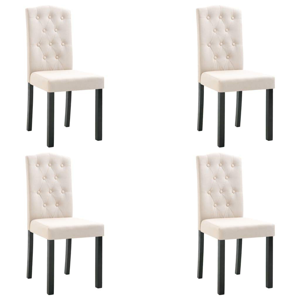 SKM Dining Chairs Set of 4 - Cream Fabric Upholstered Kitchen Chairs with Padded Seats - Modern Dining Room Furniture for Home, Restaurant & Office Use