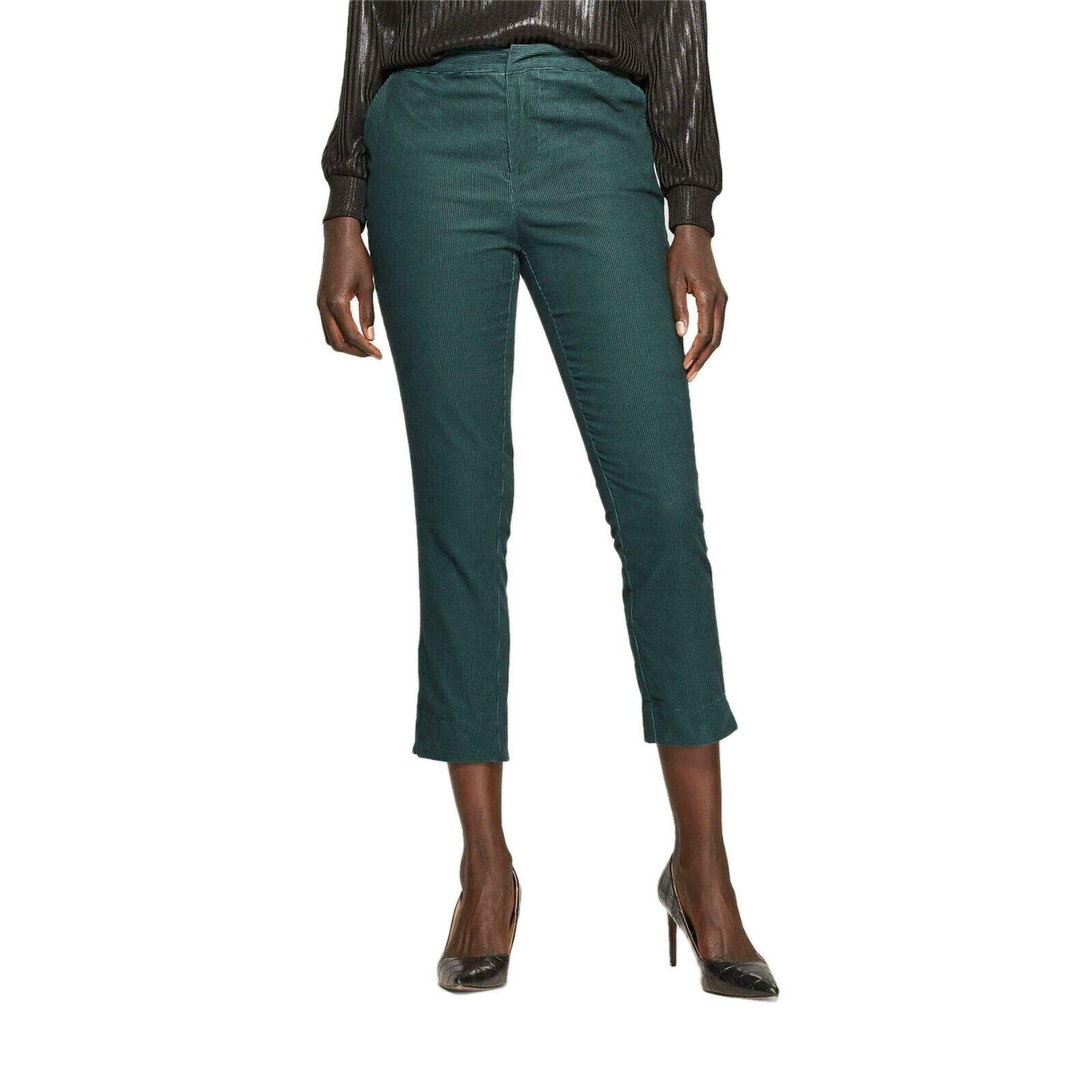 Women's Corduroy Jogger Crop Pants - Soft Stretch Comfort Fit, Ponderosa Pine Green, Size 10 | Casual Lounge Wear, Yoga, Running & Everyday Outfits