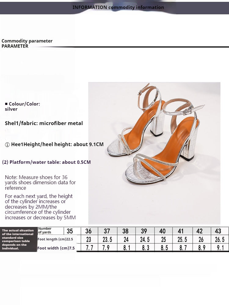 Sparkling Rhinestone Ankle Strap Block Heel Sandals for Women - Round Toe Summer Party Shoes | Perfect for Weddings, Prom & Evening Events