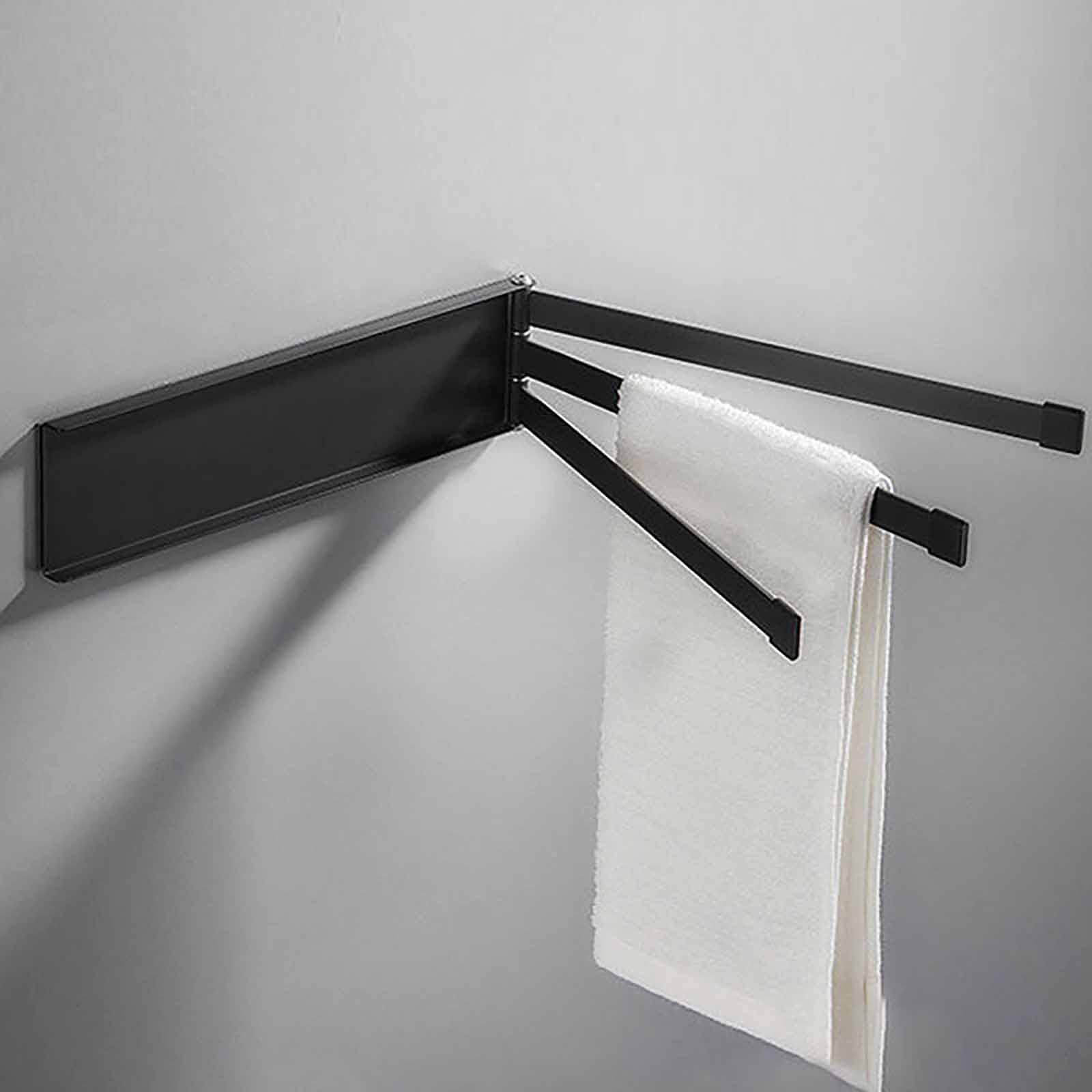 Foldable Rotating Wall-Mounted Towel Rack - Space Saving Bathroom & Kitchen Towel Holder with Shelf - Perfect for Small Spaces, Apartments, and RVs
