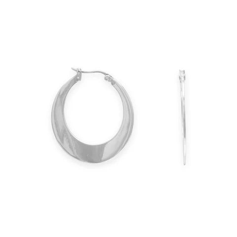Sterling Silver Flat Tapered Click Hoop Earrings for Women - Minimalist Dainty Everyday Jewelry - Perfect for Work, Date Night & Casual Outfits