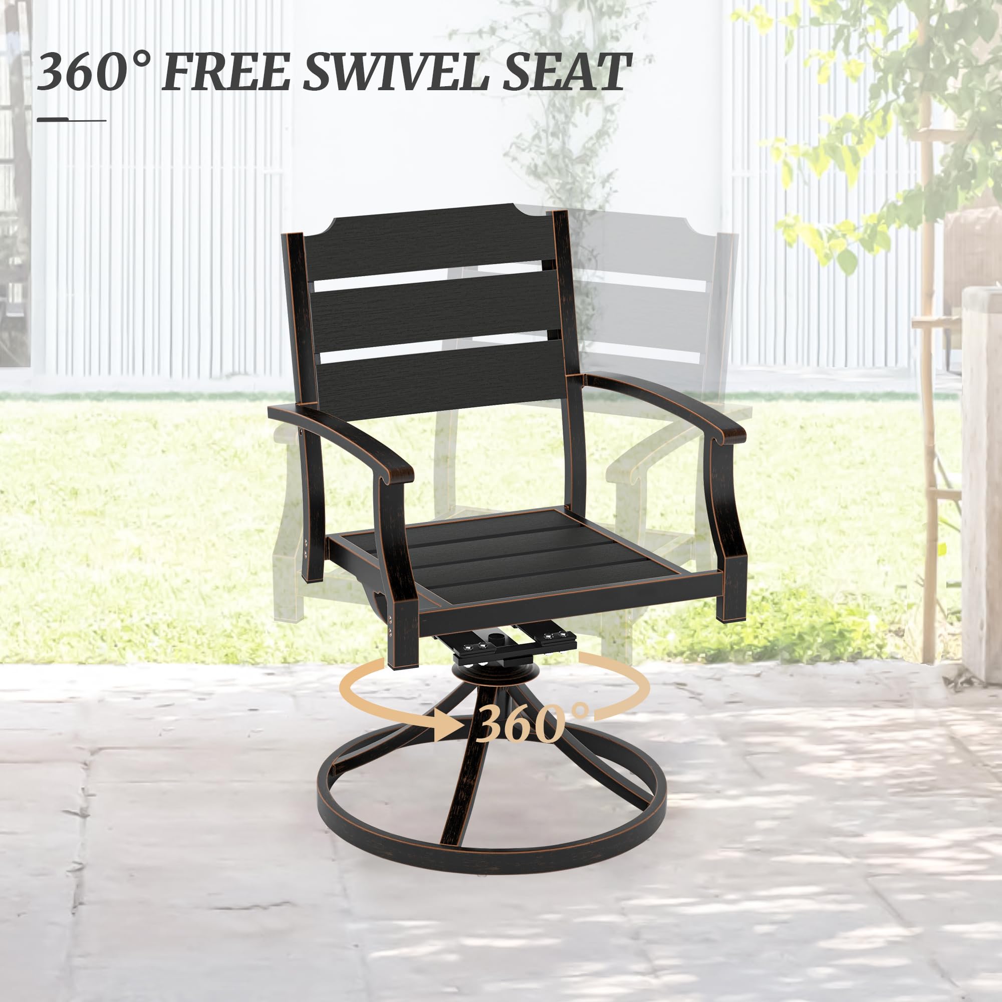 2-Pack Outdoor Swivel Rocking Dining Chairs - HDPE Seat & Aluminum Frame Patio Chairs with Armrests - Perfect for Backyard, Deck, Porch, Balcony & Garden Relaxation