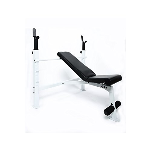 Olympic Bench Press with 300Lb Weight Set - Heavy Duty Home Gym Equipment for Strength Training & Bodybuilding
