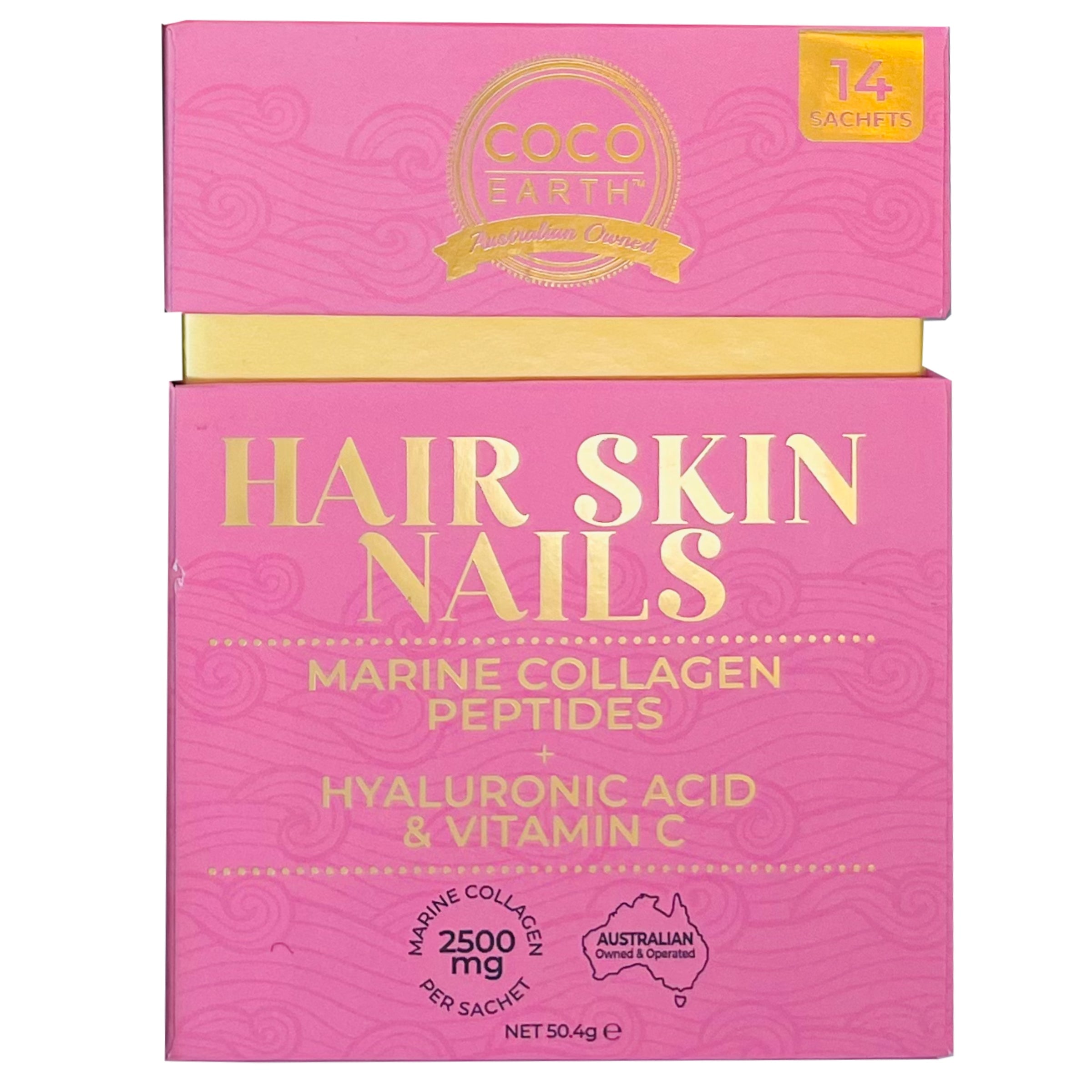 Premium Marine Collagen Powder for Hair, Skin & Nails - Coco Earth Collagen Sachets | Supports Healthy Hair Growth, Glowing Skin & Strong Nails | Perfect for Daily Wellness Routine & Beauty Enhancement