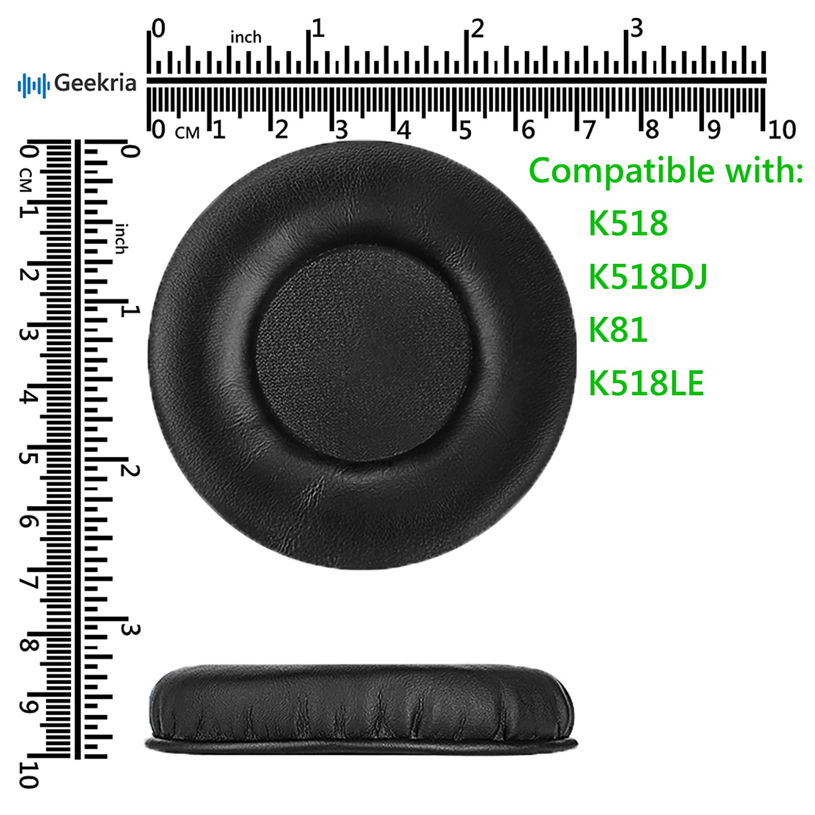 Geekria QuickFit Replacement Ear Pads for AKG K518 K518DJ K81 K518LE Headphones - Premium Memory Foam Ear Cushions & Earpads (Black) - Perfect for Gaming, Music & Studio Use