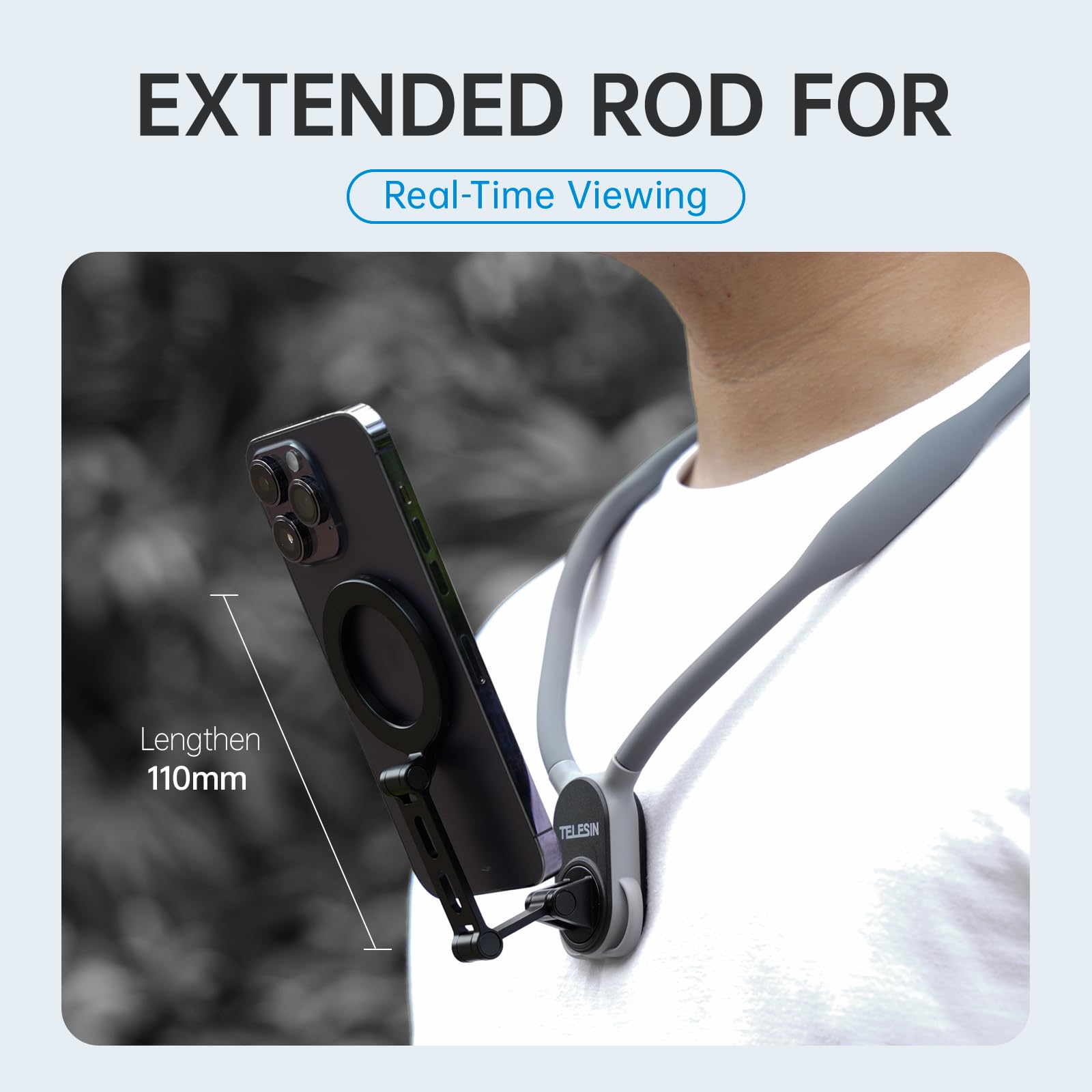 TELESIN Magnetic Phone Neck Mount - Hands-Free POV/Vlog Selfie Holder for iPhone 16/15/14/13/12 & Android - Adjustable Chest Strap for Video Recording, Live Streaming & Outdoor Activities