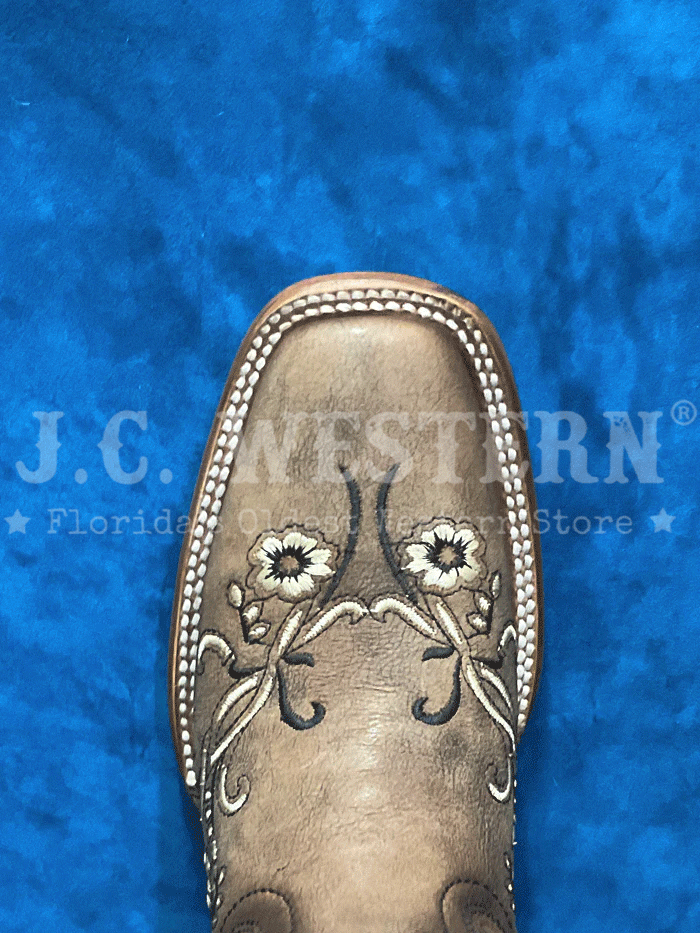 Circle G L2063 Women's Floral Embroidery Western Boots - Square Toe Cowgirl Boots in Brown & Tan | Perfect for Country Dancing, Rodeos & Western Fashion