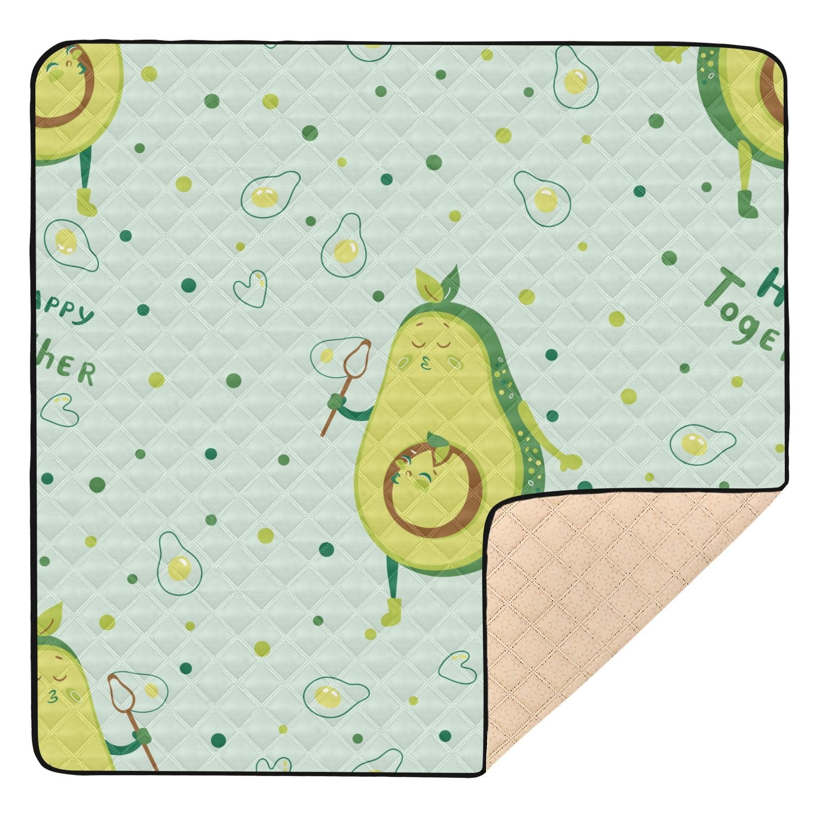 Funny Avocado Bones Baby Playmat - Washable & Soft for Toddlers - Indoor/Outdoor Use 50