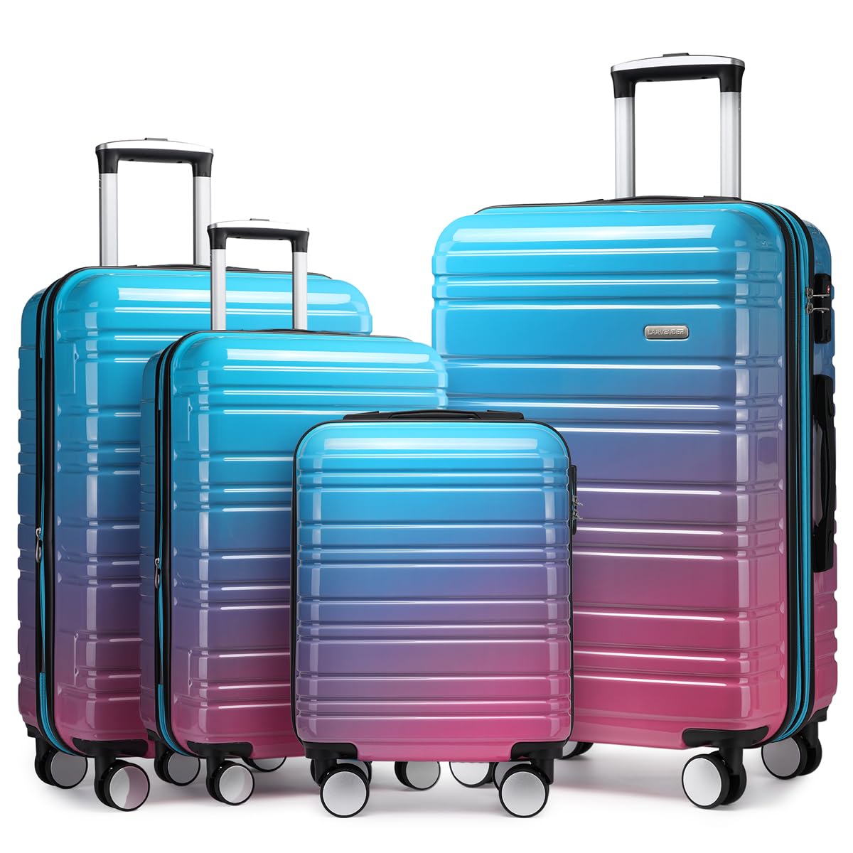 Lavender 4-Piece Expandable Hardside Luggage Set - PC+ABS Lightweight Suitcases with Double Spinner Wheels & TSA Lock (Cotton Candy Colors) - Perfect for Family Vacations, Business Travel & International Trips