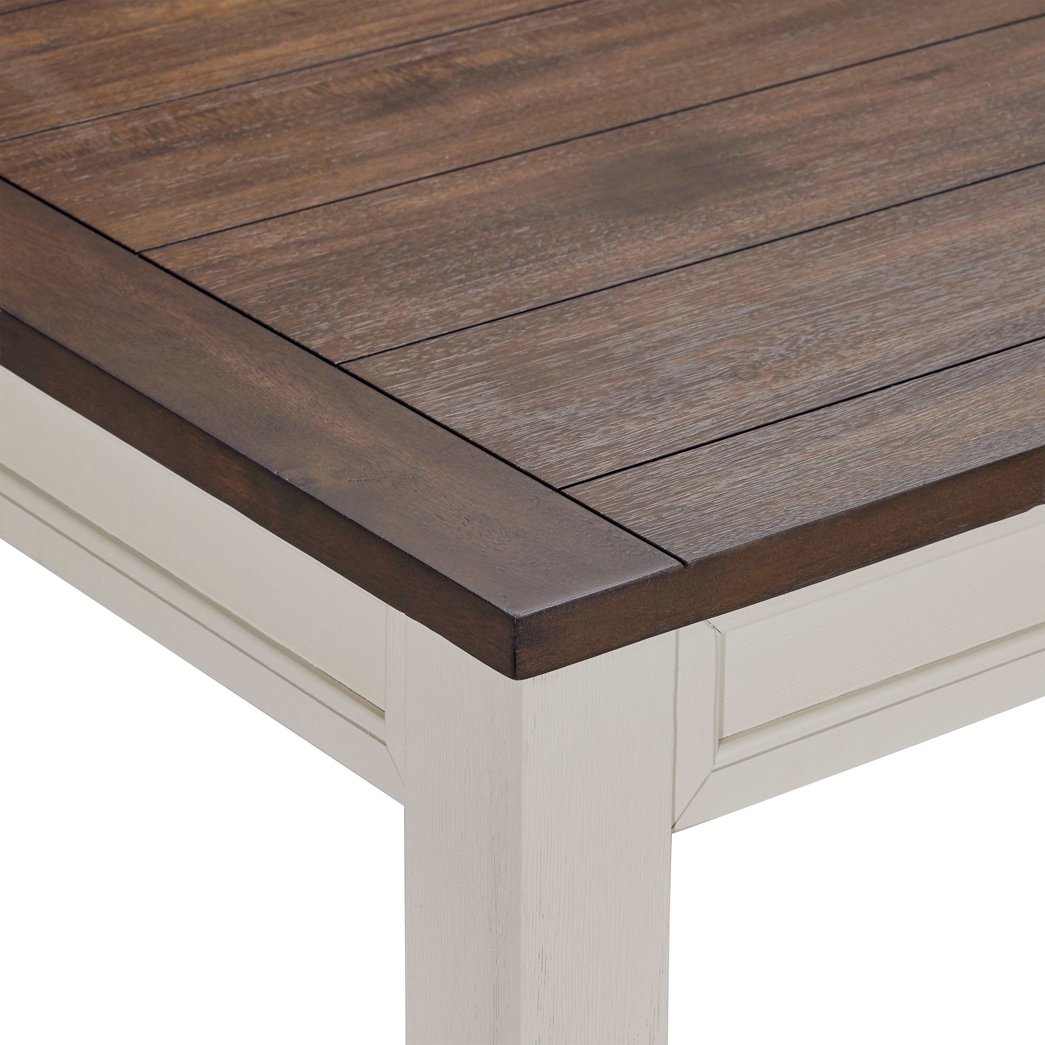 Caylie Ivory & Driftwood Finish Dining Table - Modern Farmhouse Style for Kitchen, Dining Room & Small Spaces