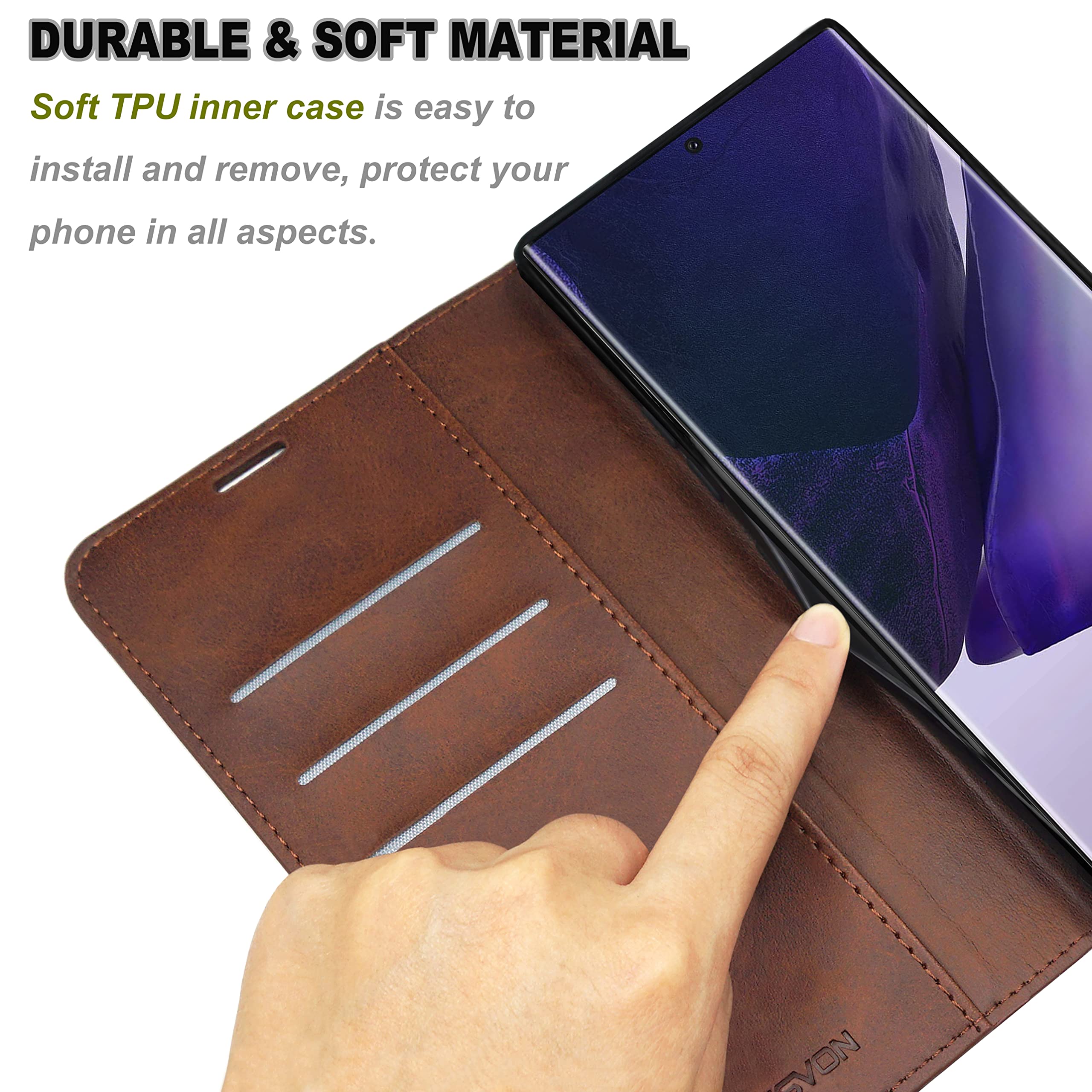 Samsung Galaxy Note 20 Ultra 5G Wallet Case - Premium Leather Flip Cover with Card Holder, Kickstand & Magnetic Closure | Slim Protective Phone Case (Brown) | Perfect for Business, Travel & Everyday Use
