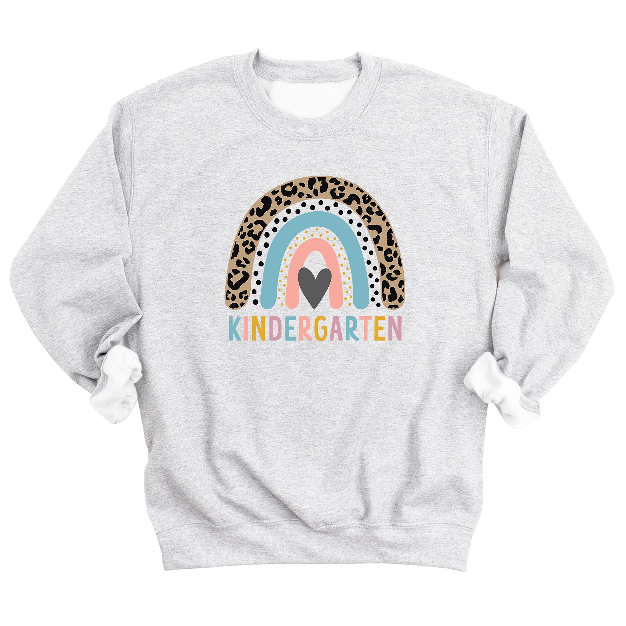 Leopard Rainbow Print Women's Sweatshirt - Cute Kindergarten Teacher Pullover for Back to School, Casual Wear & Classroom Outfits