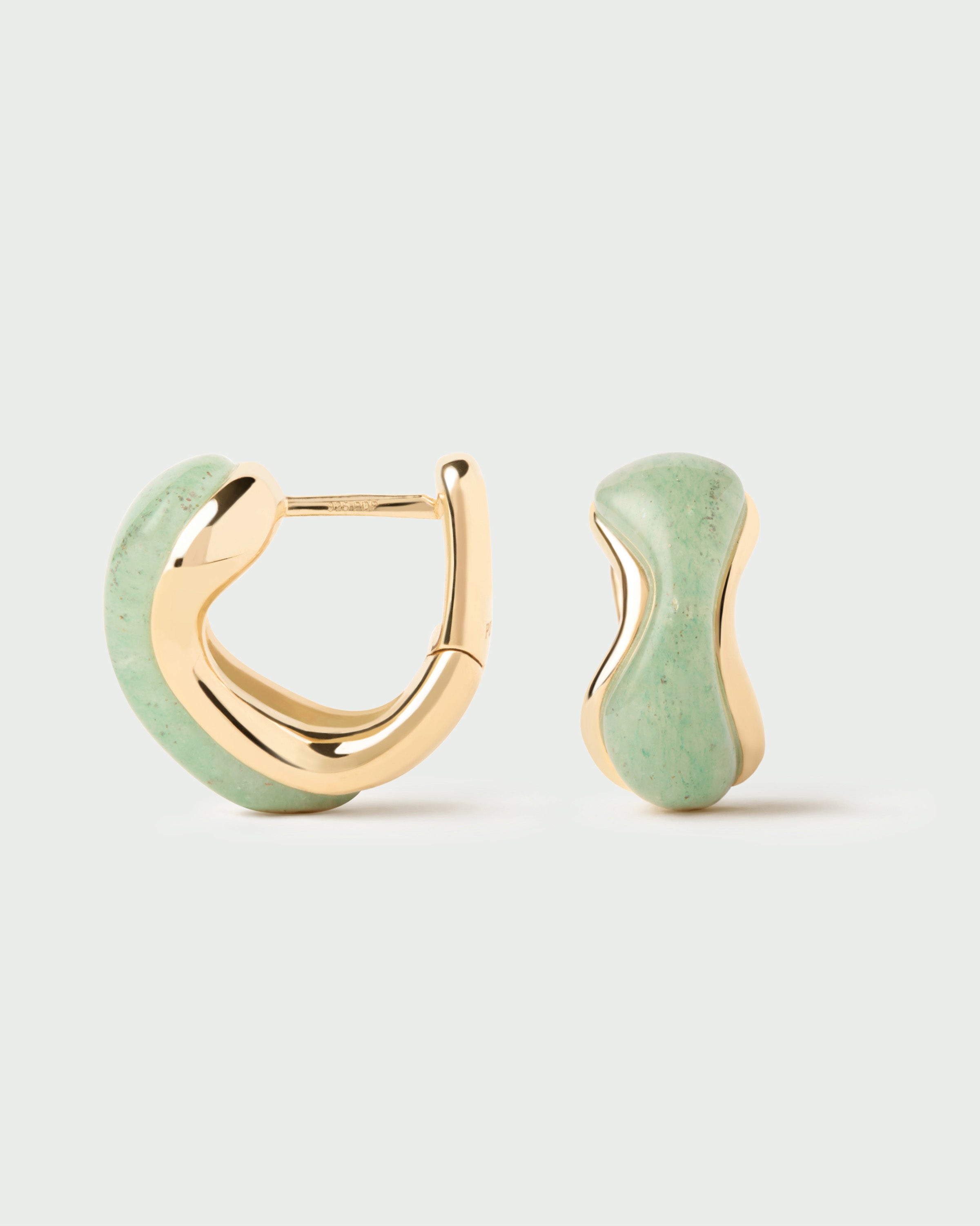 Green Aventurine Musa Hoop Earrings for Women – Natural Stone Healing Jewelry for Positive Energy & Good Luck – Perfect for Meditation, Yoga, and Spiritual Healing