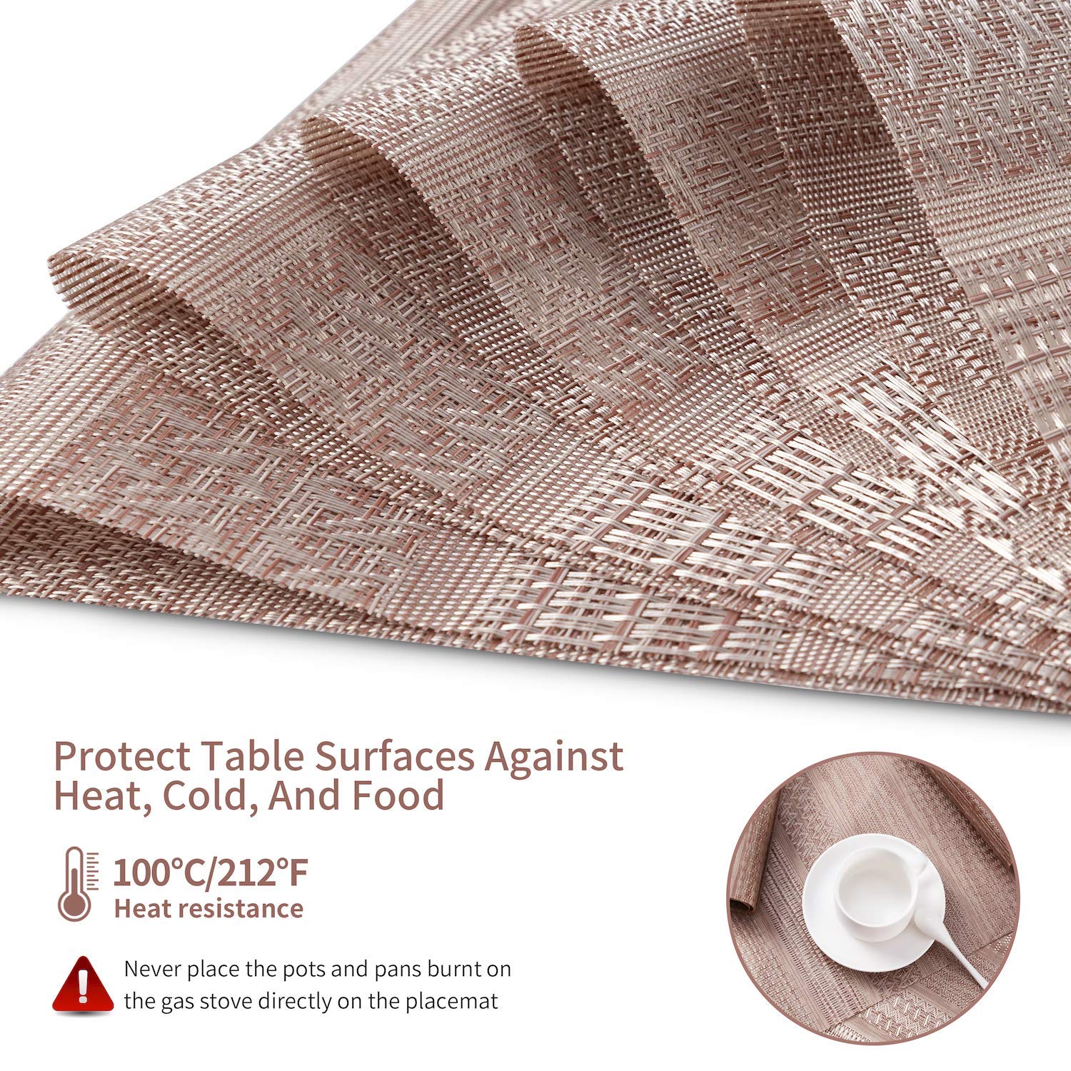 Premium SENDAY Placemats Set of 6 - Heat & Stain Resistant PVC Table Mats for Kitchen Dining - Non-Slip Washable Durable Vinyl Placemats for Everyday Use, Dinner Parties & Holiday Gatherings