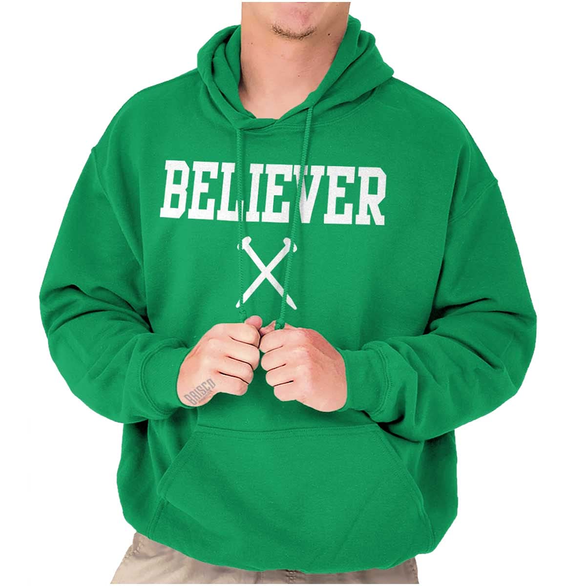 Classic Teaze Believer Nails Cross Christian Hoodie Sweatshirt for Women & Men - Religious Apparel for Church, Bible Study & Everyday Faith Wear