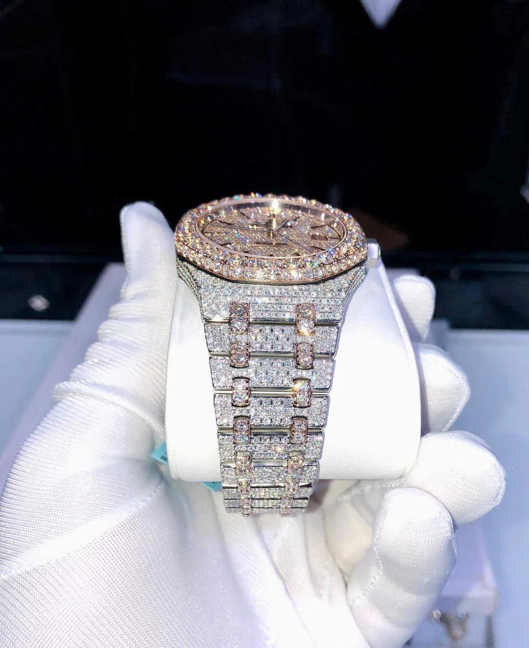 8 Iced Out VVS Moissanite Diamond Silver Watch for Men - Luxury Hip Hop Bling Jewelry - Perfect for Parties, Gifts & Special Occasions