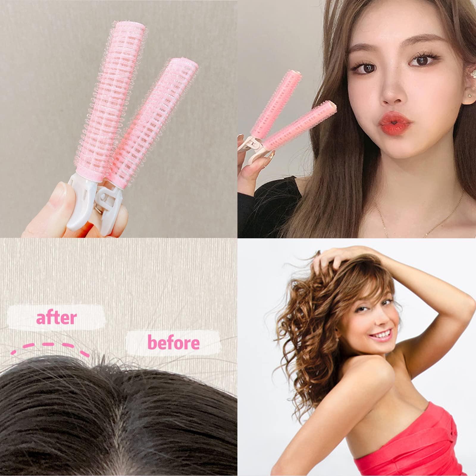 MYYNTI Voluminous Hair Root Clips & Curling Rollers - 2 Pack DIY Styling Tools for Women & Girls - Natural Bangs, Hair Tail & Root Lift - Create Fluffy Curls for Home, Party & Daily Styling (Multicolor)