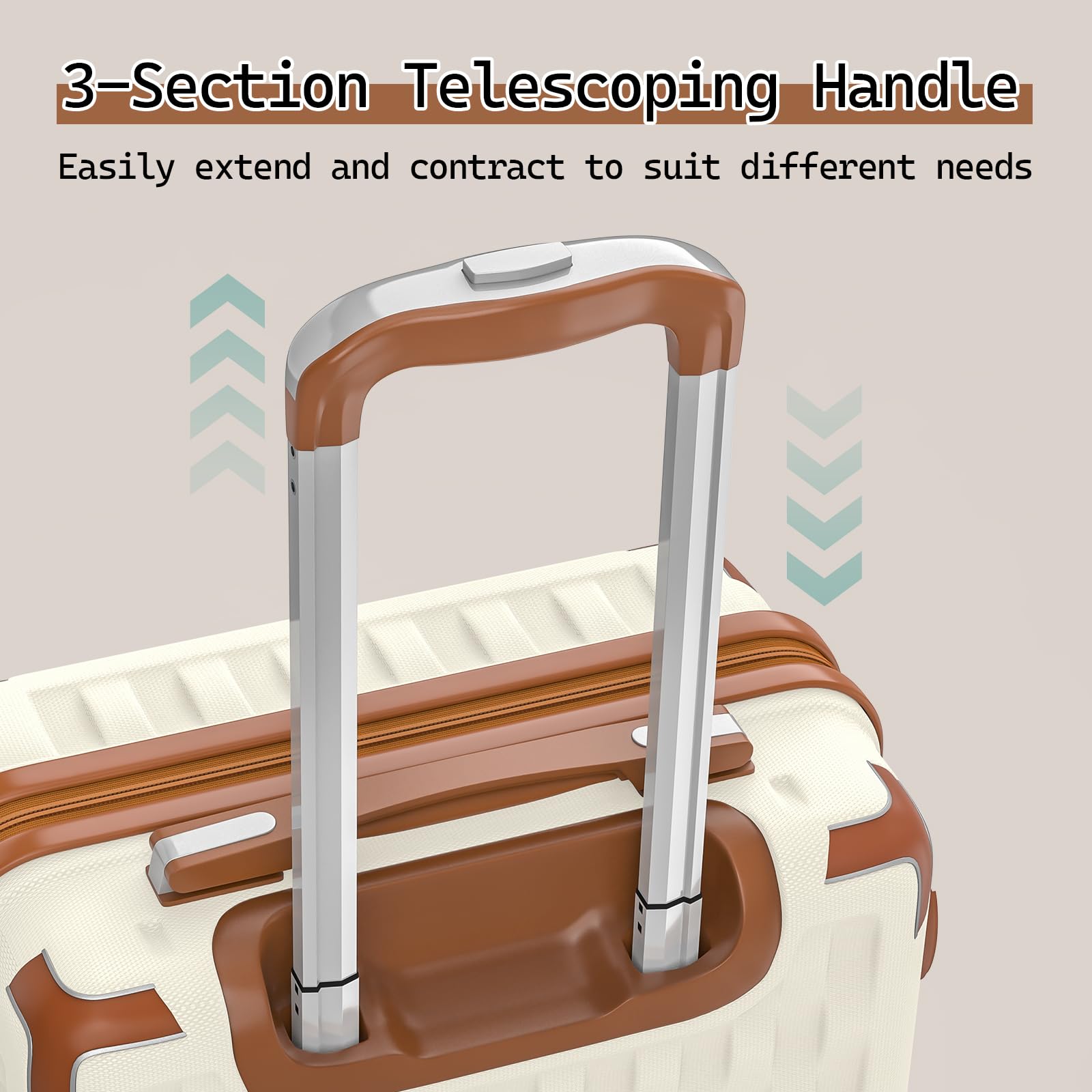 Melalenia 3-Piece Hard Shell Luggage Set with Spinner Wheels & TSA Lock - Lightweight Carry-On Suitcases for Women in Beige Brown - Perfect for Air Travel, Business Trips & Vacation Getaways