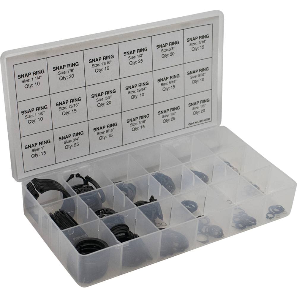 415-349 Snap Ring Kit - 300 Piece Retaining Ring Assortment for Automotive, Machinery & DIY Repairs | Heavy Duty Circlip Pliers Set for Industrial & Home Use