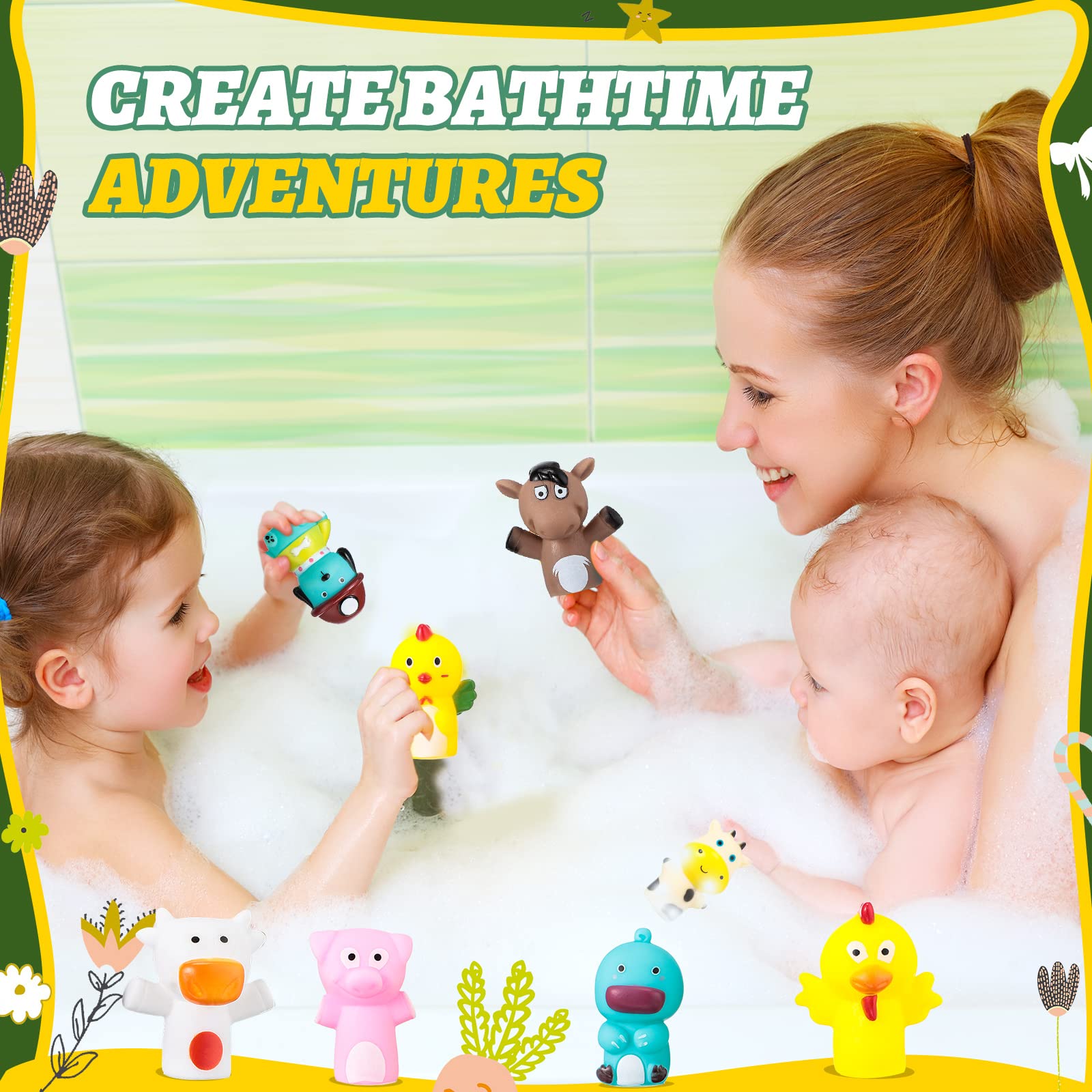 10Pcs Farm Animal Finger Puppets - Rubber Easter Basket Stuffers & Egg Fillers, Fun Bath Toys & Birthday Party Favors for Kids Toddlers Boys Girls | Perfect for Storytelling, Pretend Play & Early Childhood Education
