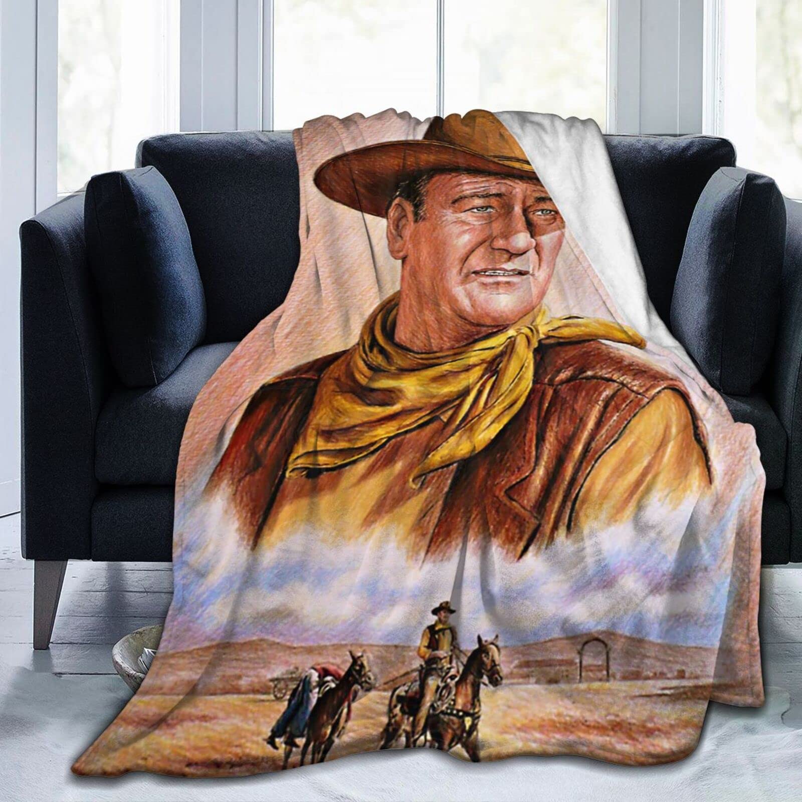 John Wayne Themed Cozy Fleece Throw Blanket - 60